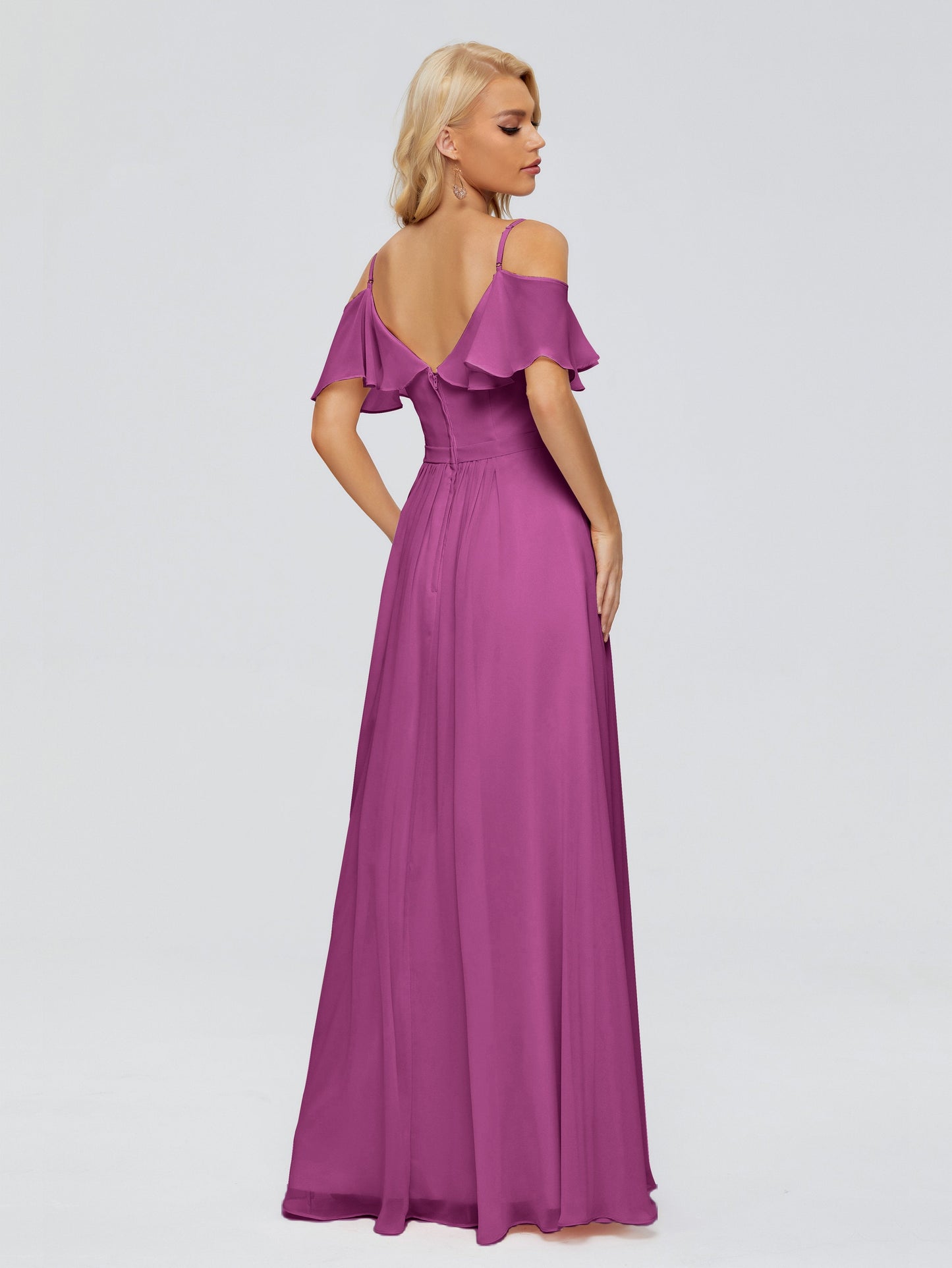 Katherine Spaghetti Straps Ruffles Chiffon Bridesmaid Dresses