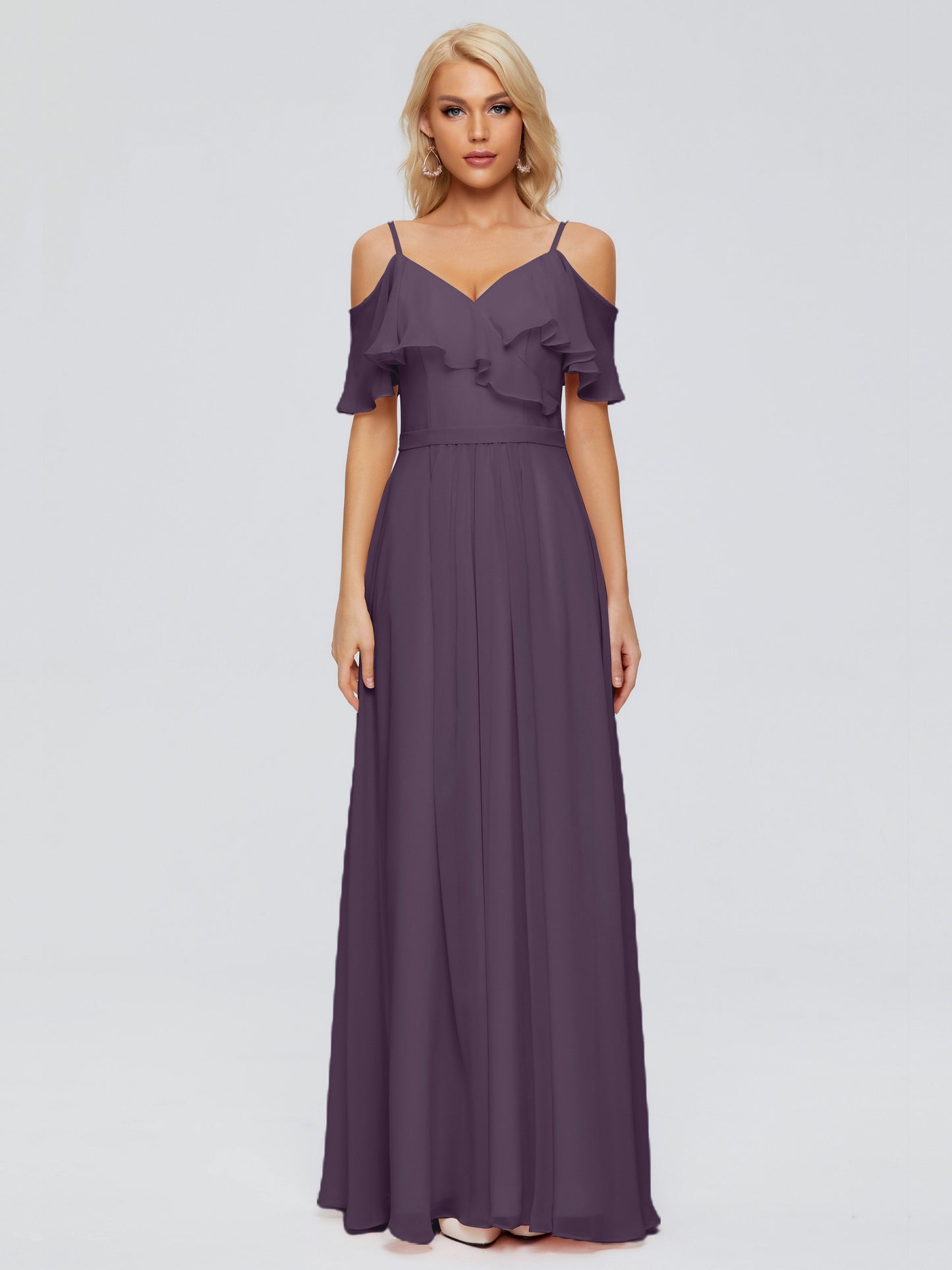 Katherine Spaghetti Straps Ruffles Chiffon Bridesmaid Dresses