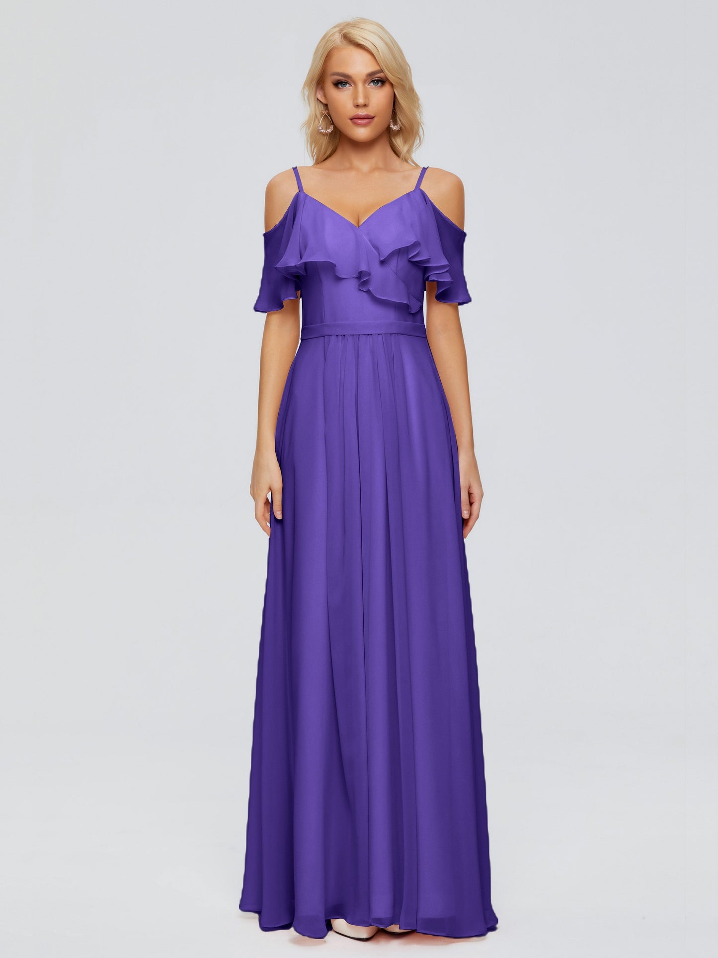 Katherine Spaghetti Straps Ruffles Chiffon Bridesmaid Dresses