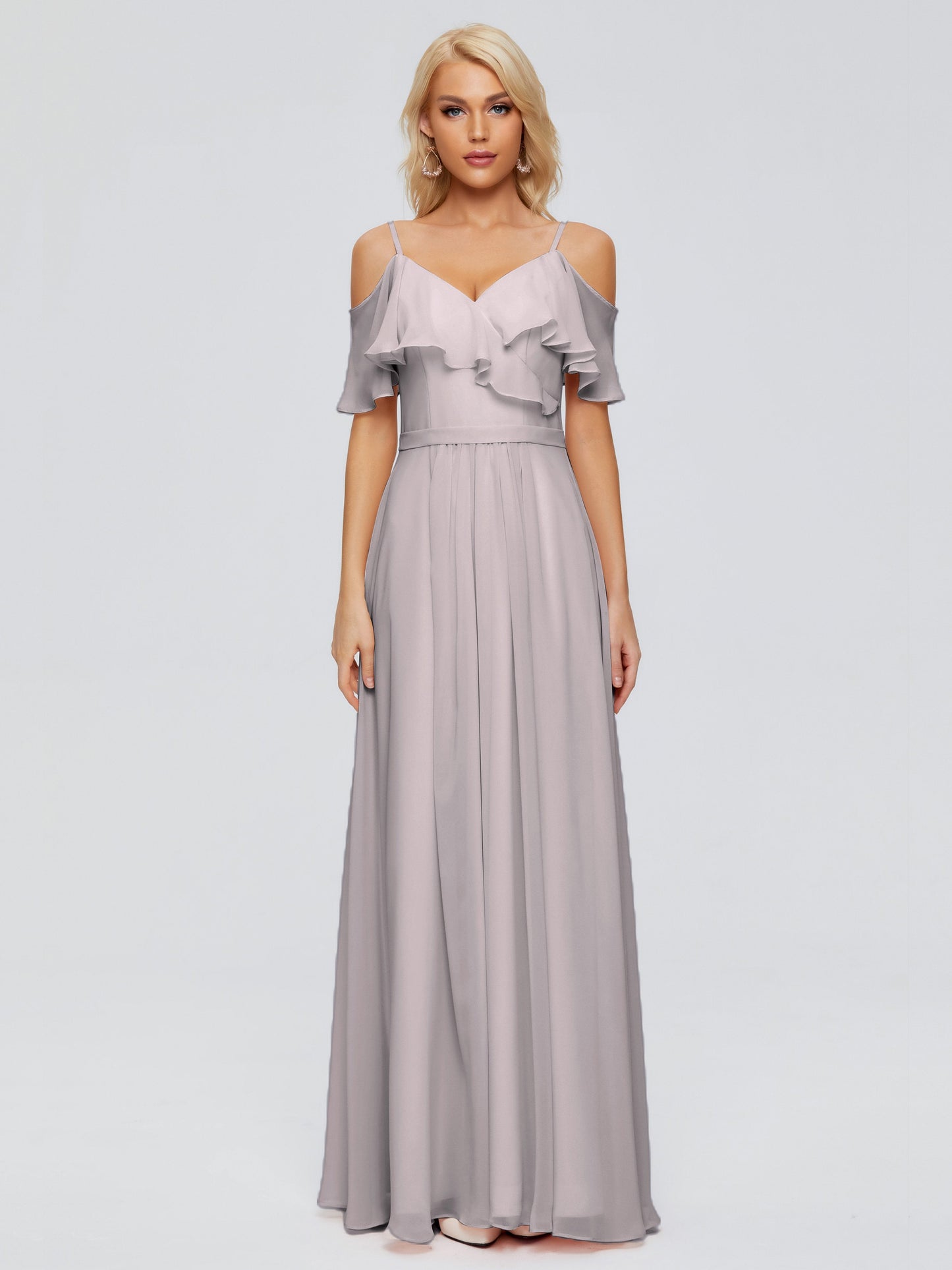 Katherine Spaghetti Straps Ruffles Chiffon Bridesmaid Dresses