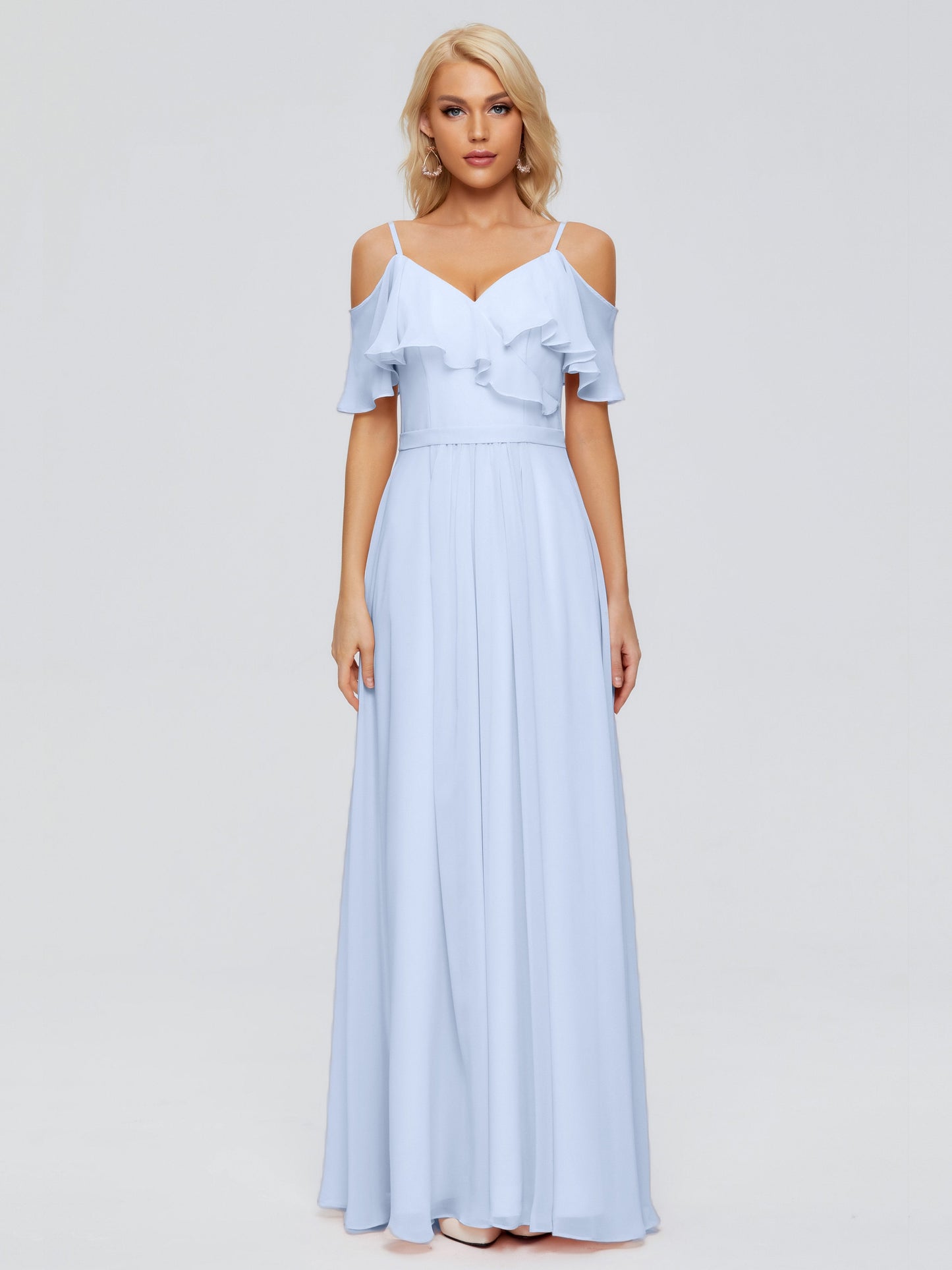 Katherine Spaghetti Straps Ruffles Chiffon Bridesmaid Dresses