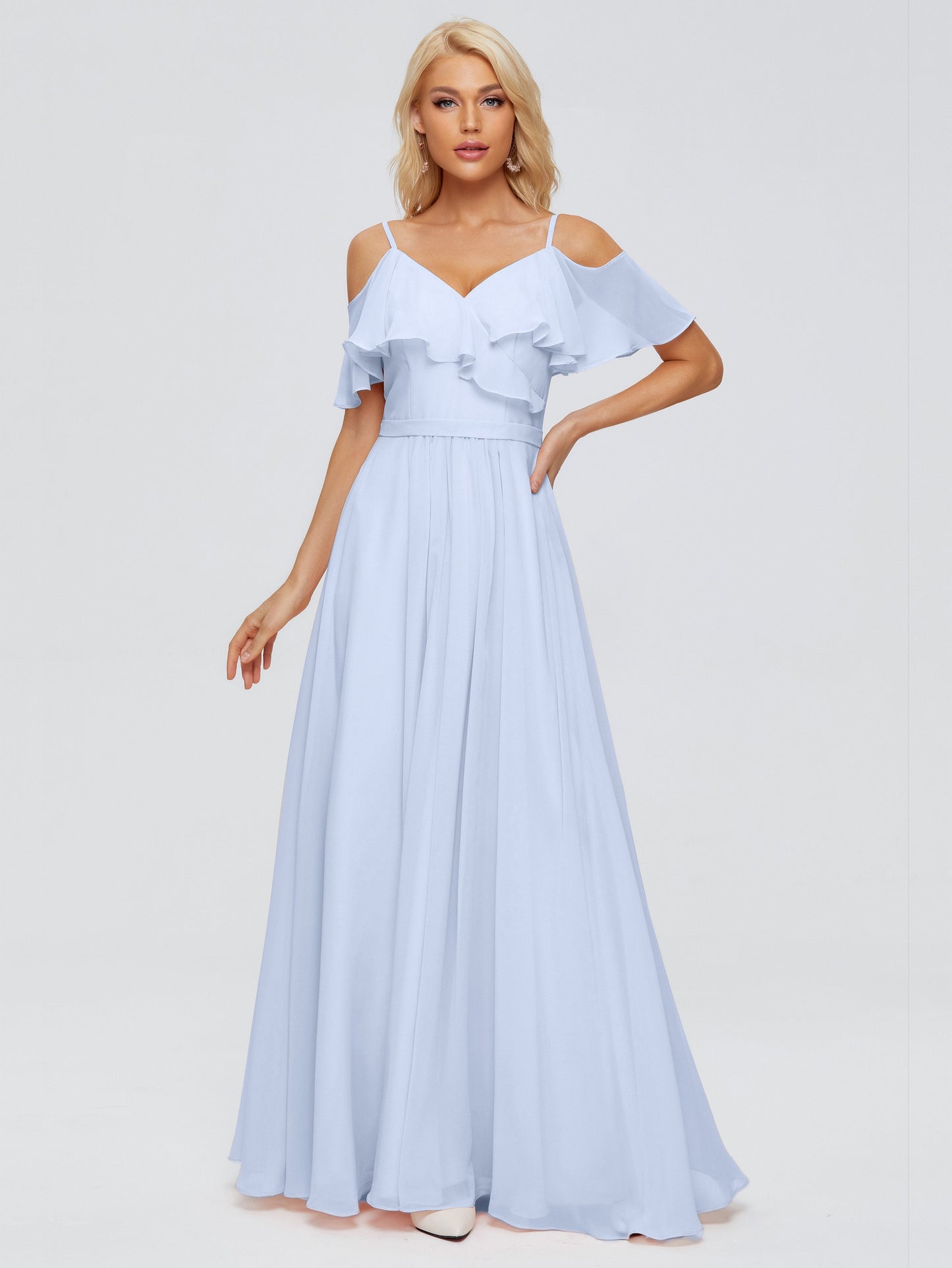 Katherine Spaghetti Straps Ruffles Chiffon Bridesmaid Dresses