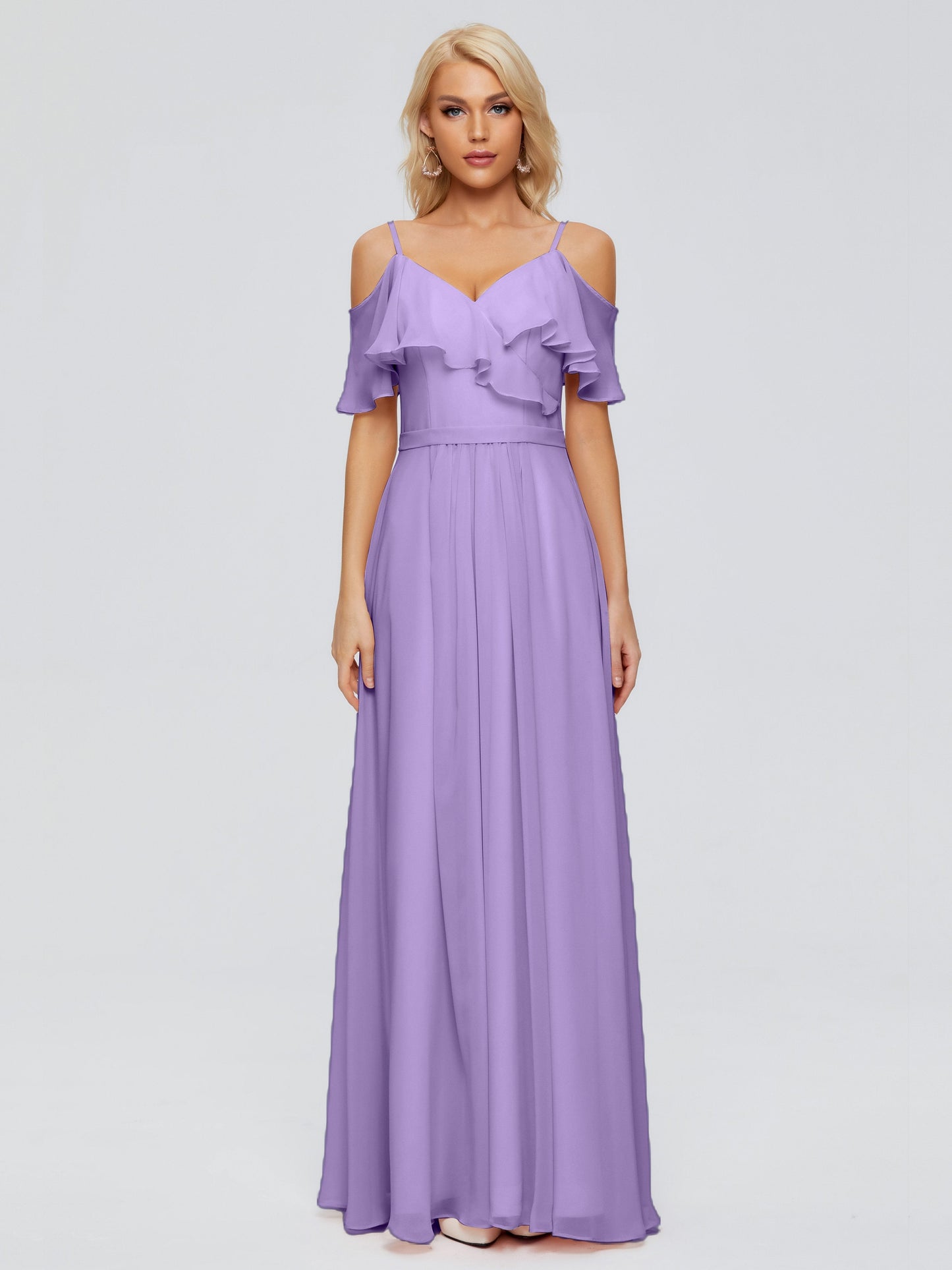 Katherine Spaghetti Straps Ruffles Chiffon Bridesmaid Dresses