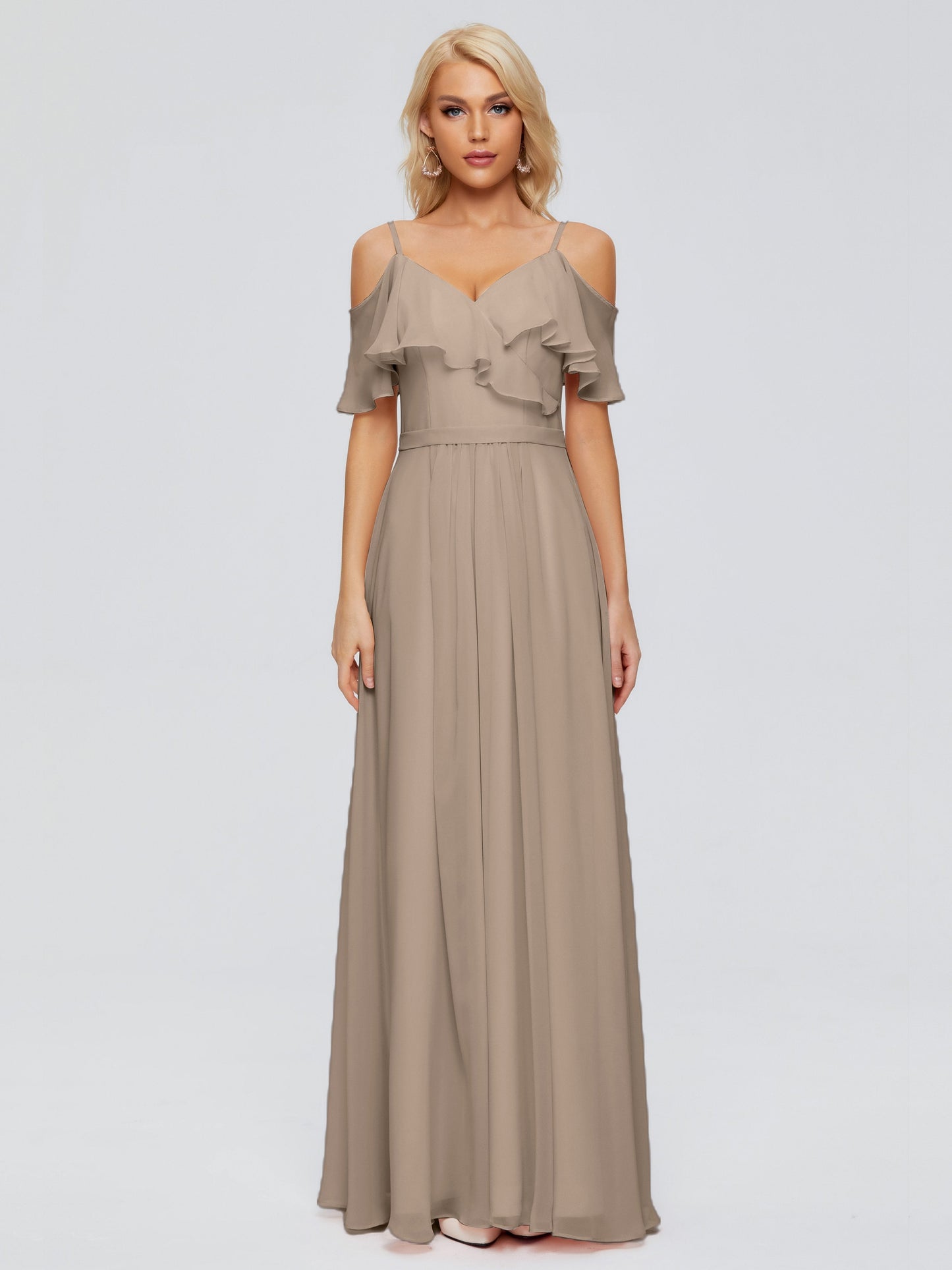 Katherine Spaghetti Straps Ruffles Chiffon Bridesmaid Dresses