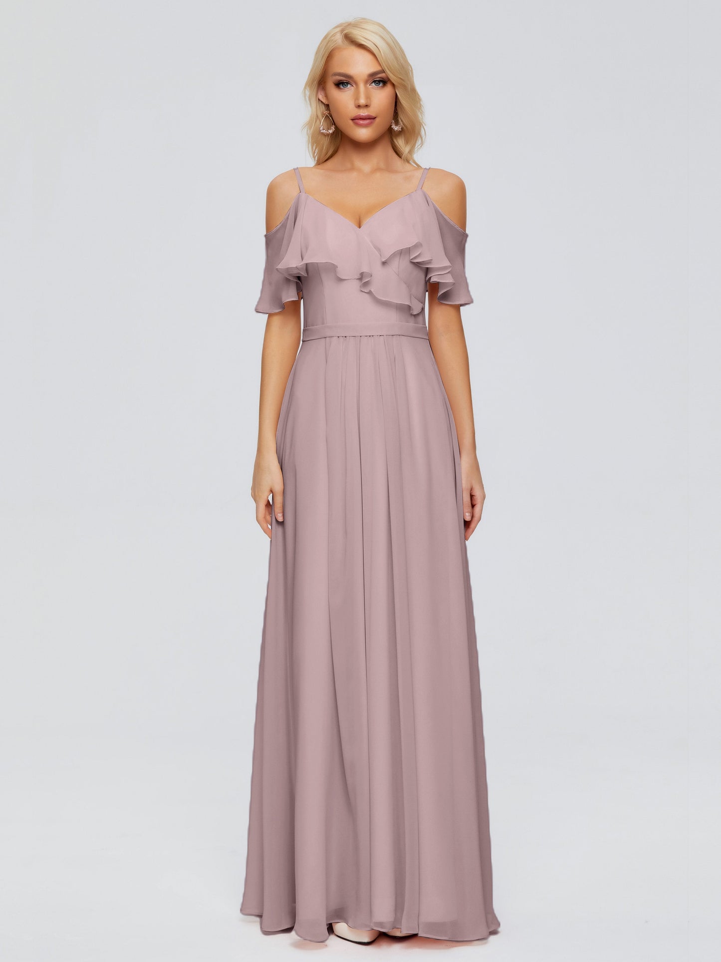 Katherine Spaghetti Straps Ruffles Chiffon Bridesmaid Dresses