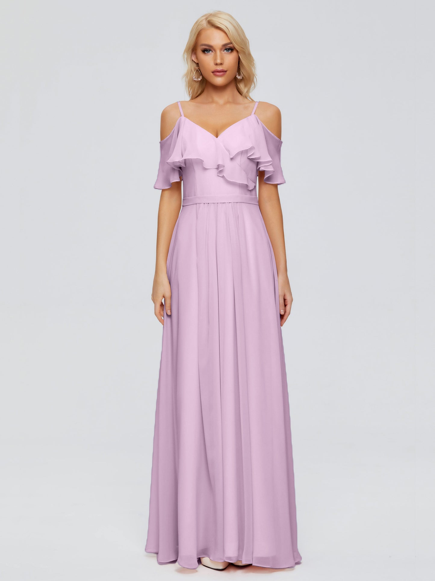 Katherine Spaghetti Straps Ruffles Chiffon Bridesmaid Dresses