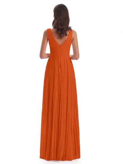 Kenya V-neck Split Chiffon Long Bridesmaid Dresses