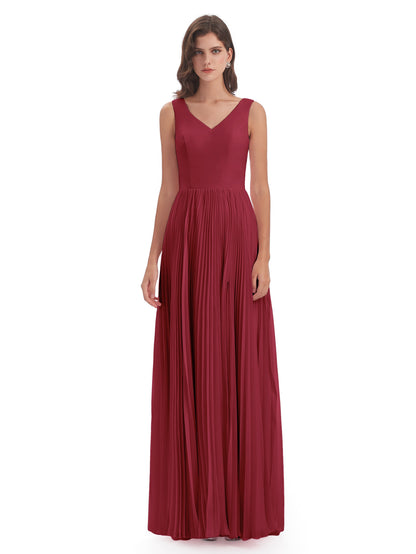 Kenya V-neck Split Chiffon Long Bridesmaid Dresses