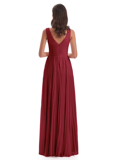 Kenya V-neck Split Chiffon Long Bridesmaid Dresses