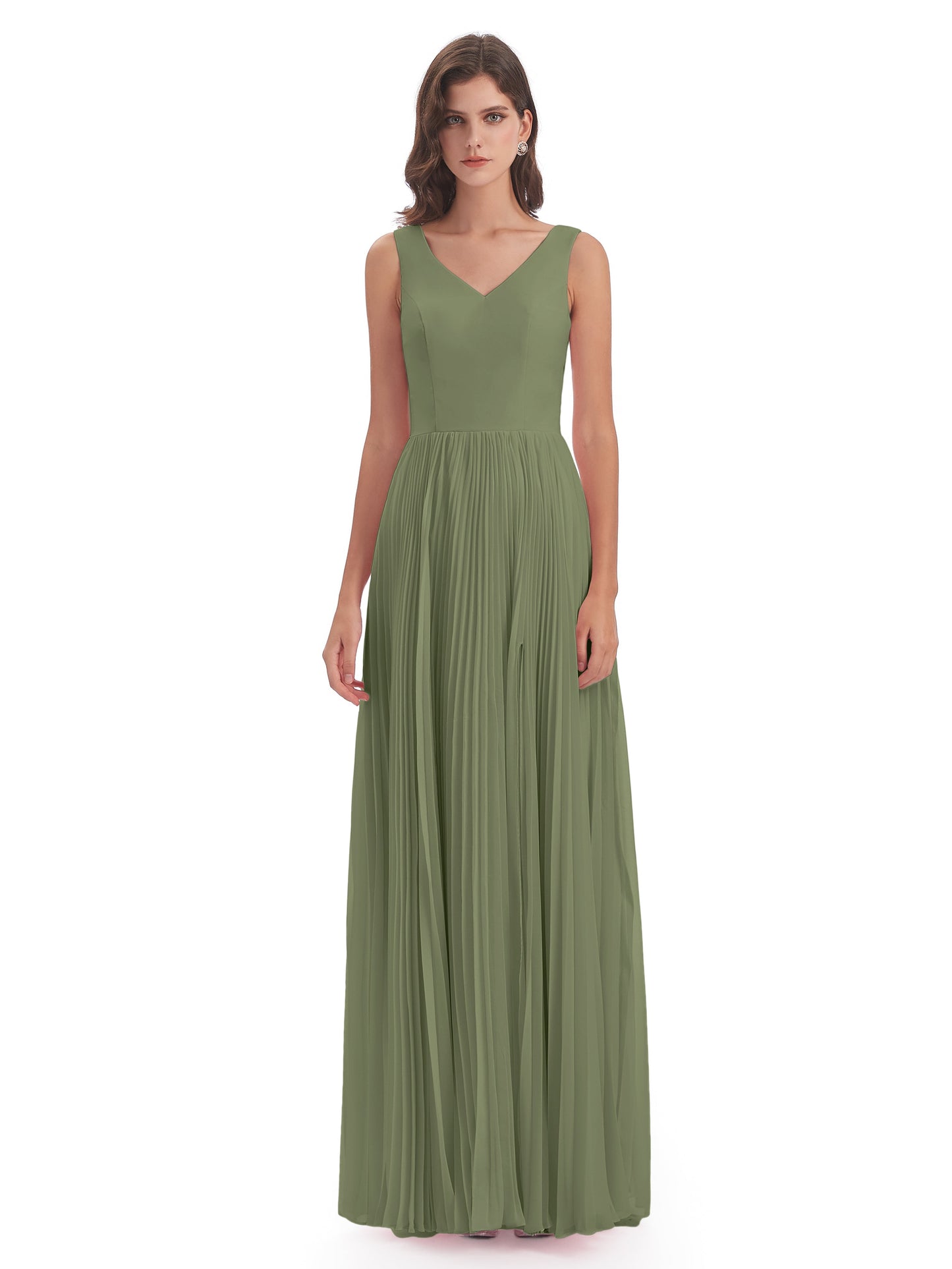 Kenya V-neck Split Chiffon Long Bridesmaid Dresses