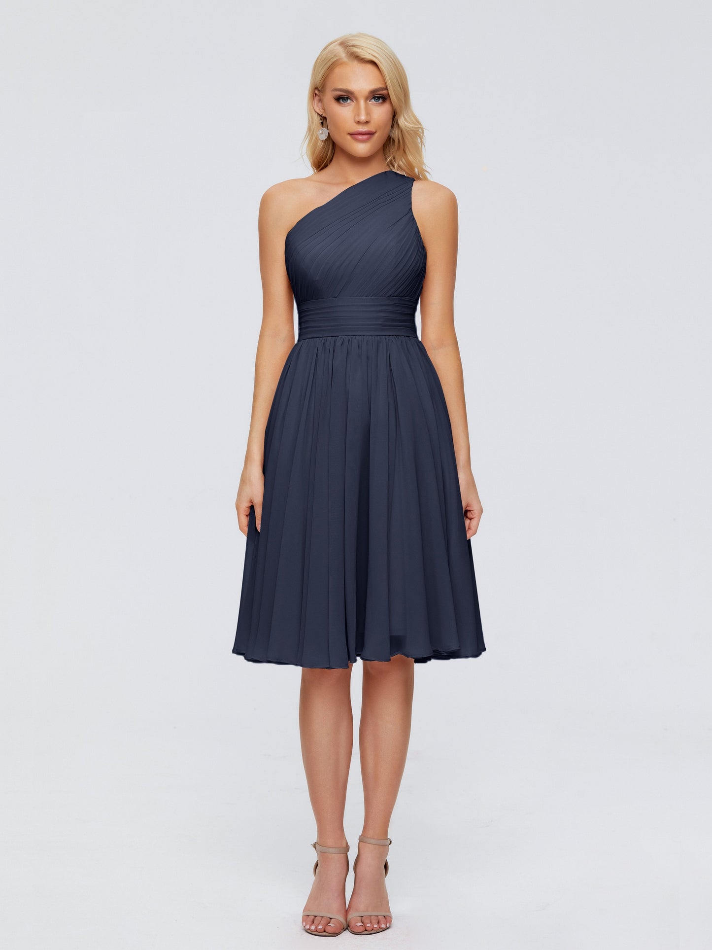 Kimberly One Shoulder Short Chiffon Bridesmaid Dresses