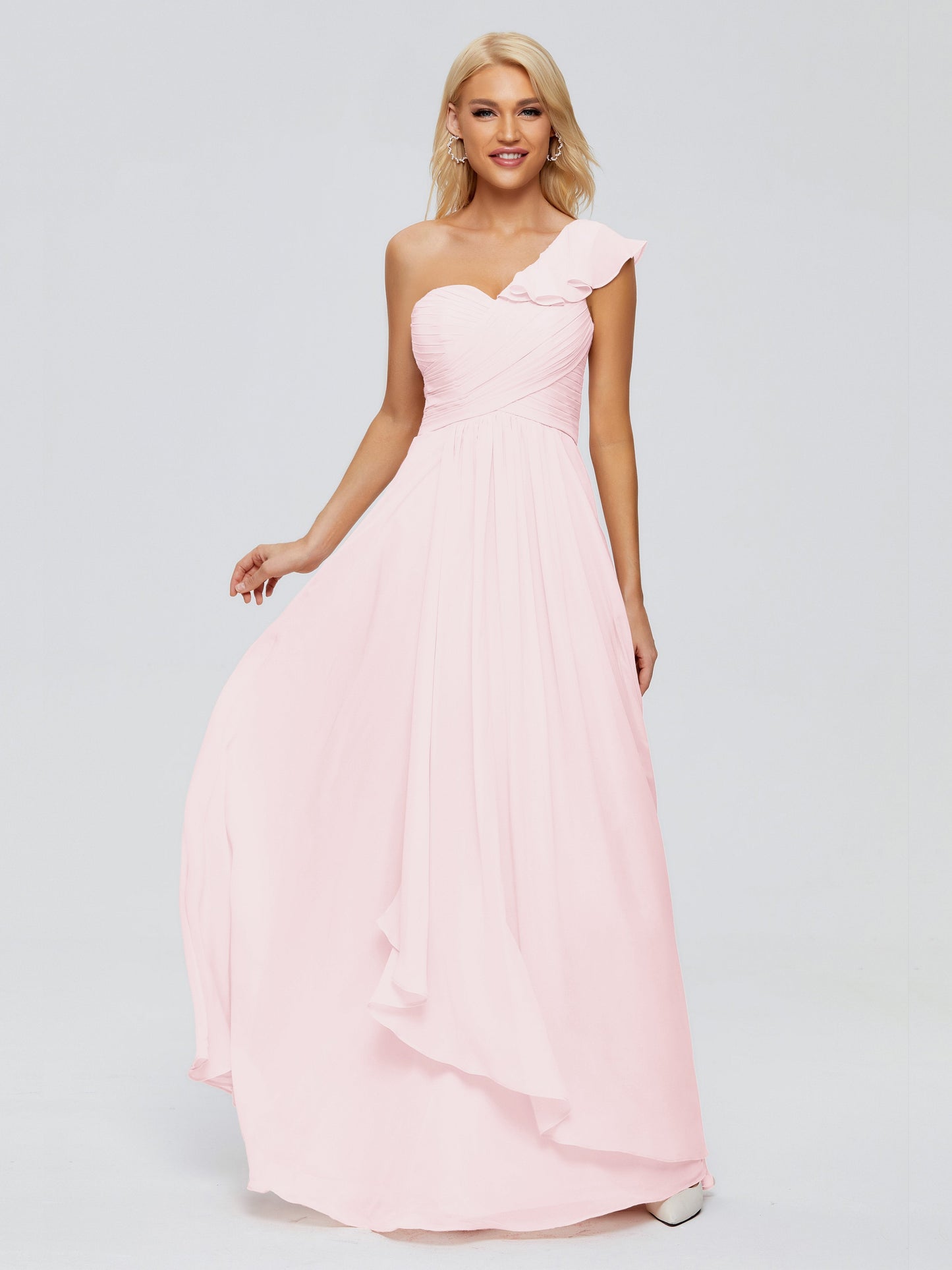 Kylie One-Shoulder Ruffles Chiffon Bridesmaid Dresses