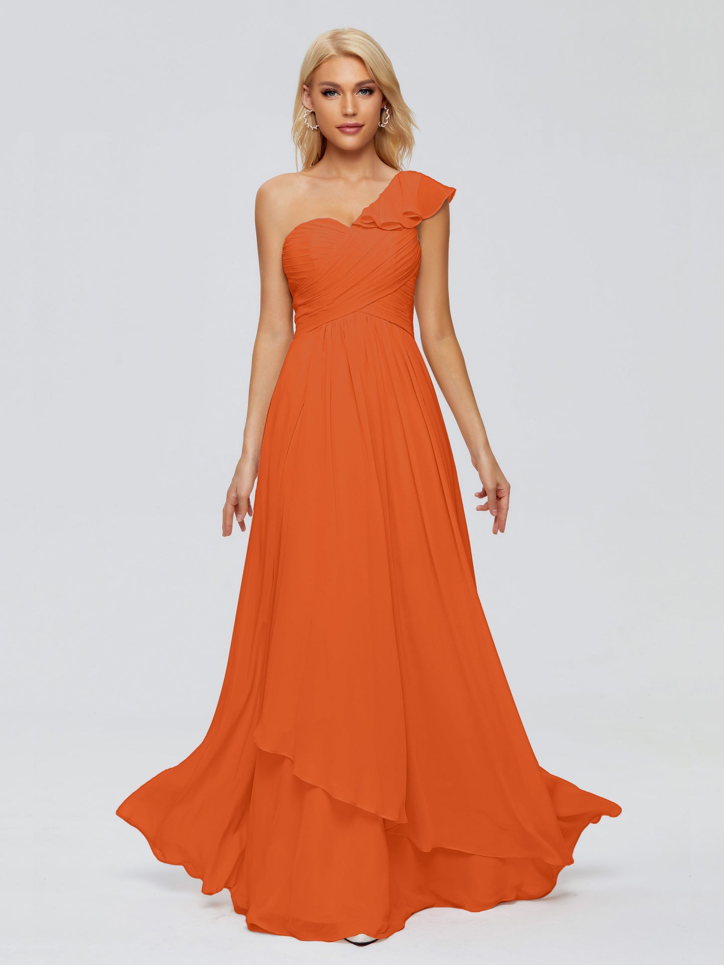Kylie One-Shoulder Ruffles Chiffon Bridesmaid Dresses