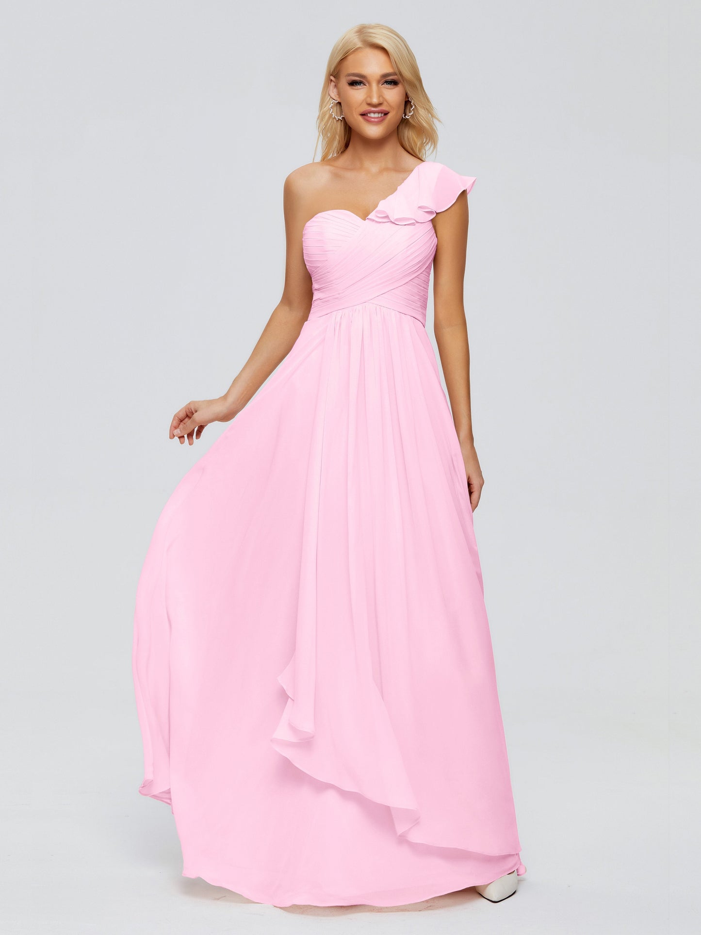 Kylie One-Shoulder Ruffles Chiffon Bridesmaid Dresses