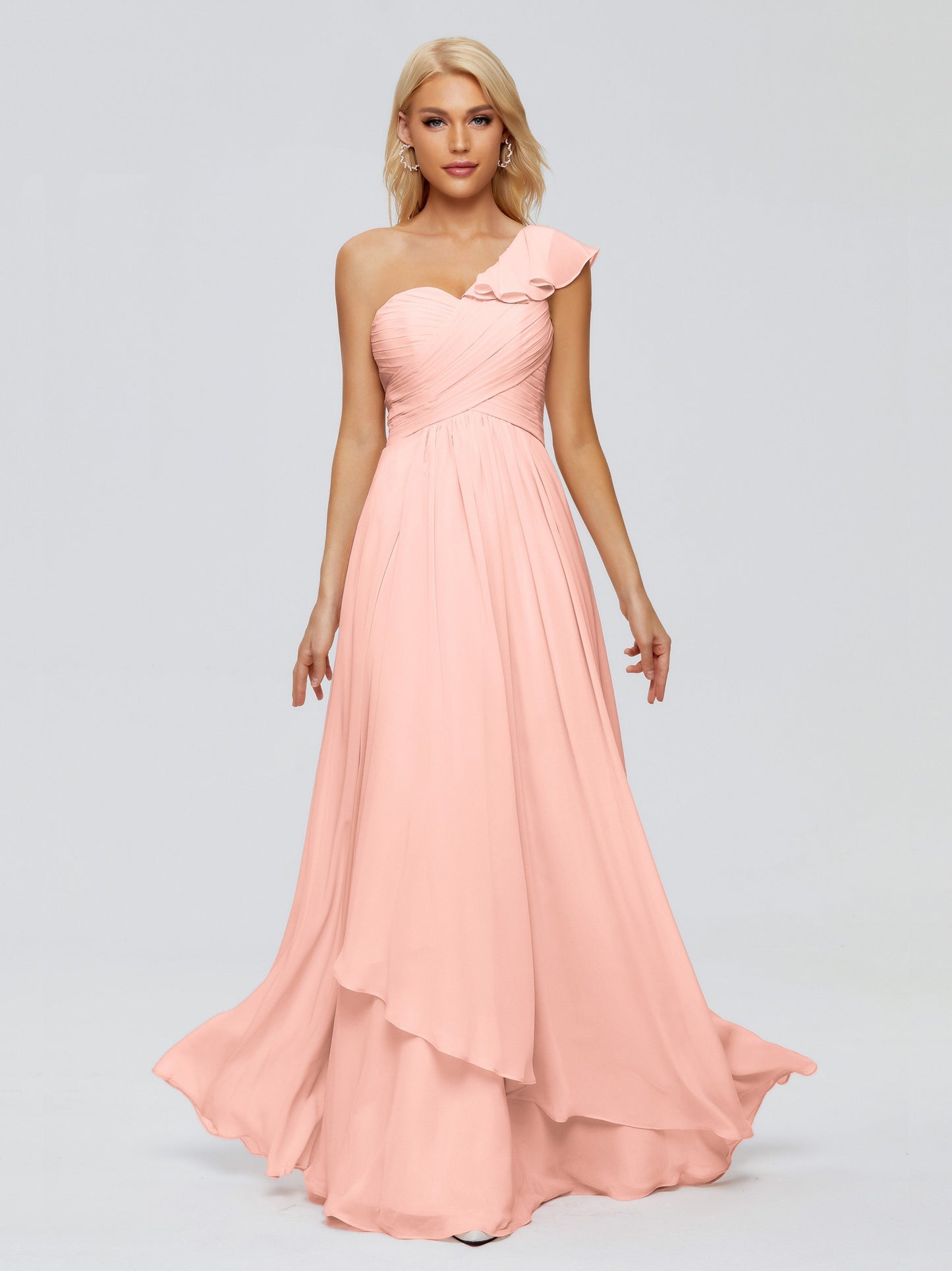 Kylie One-Shoulder Ruffles Chiffon Bridesmaid Dresses