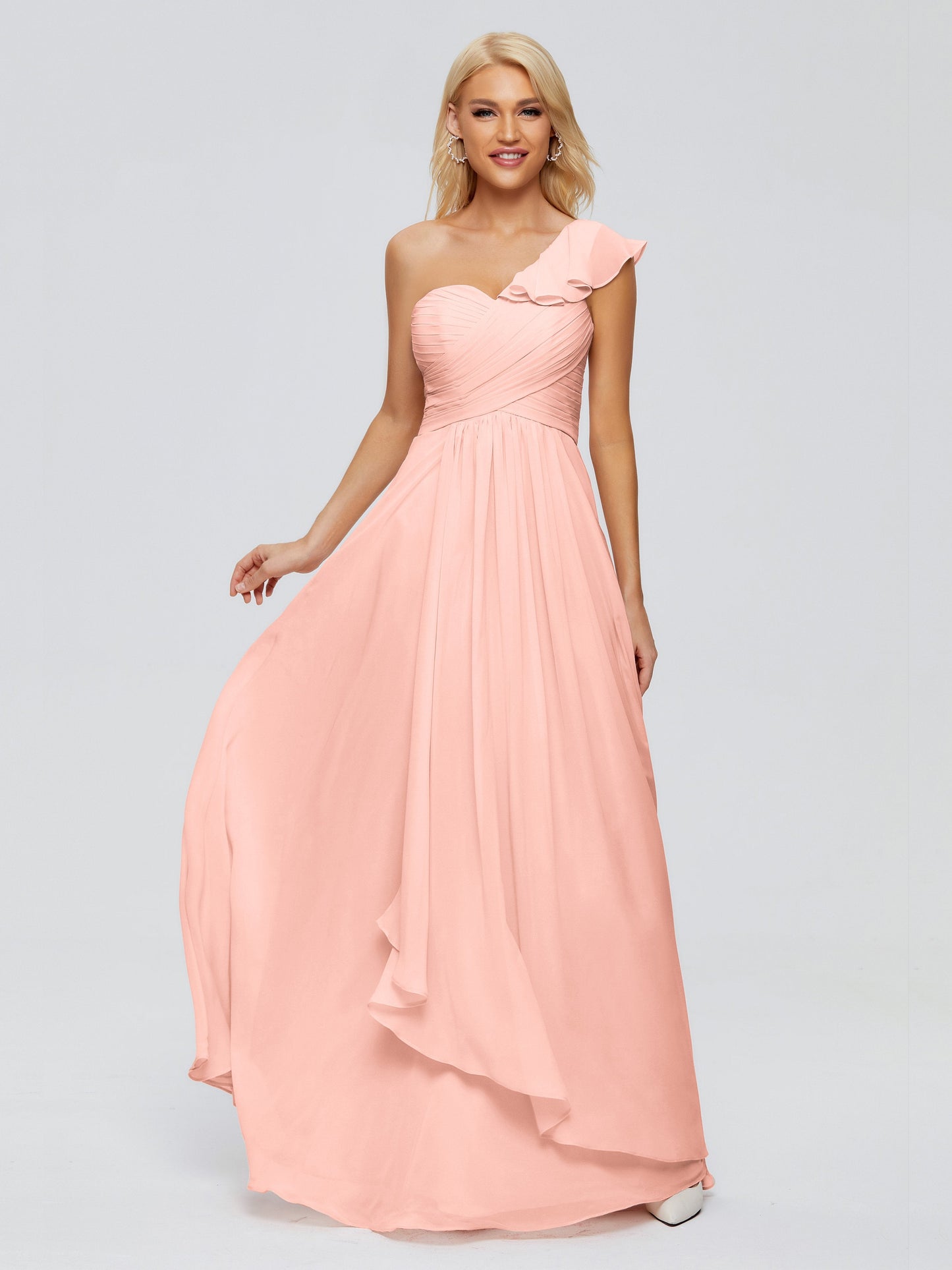 Kylie One-Shoulder Ruffles Chiffon Bridesmaid Dresses