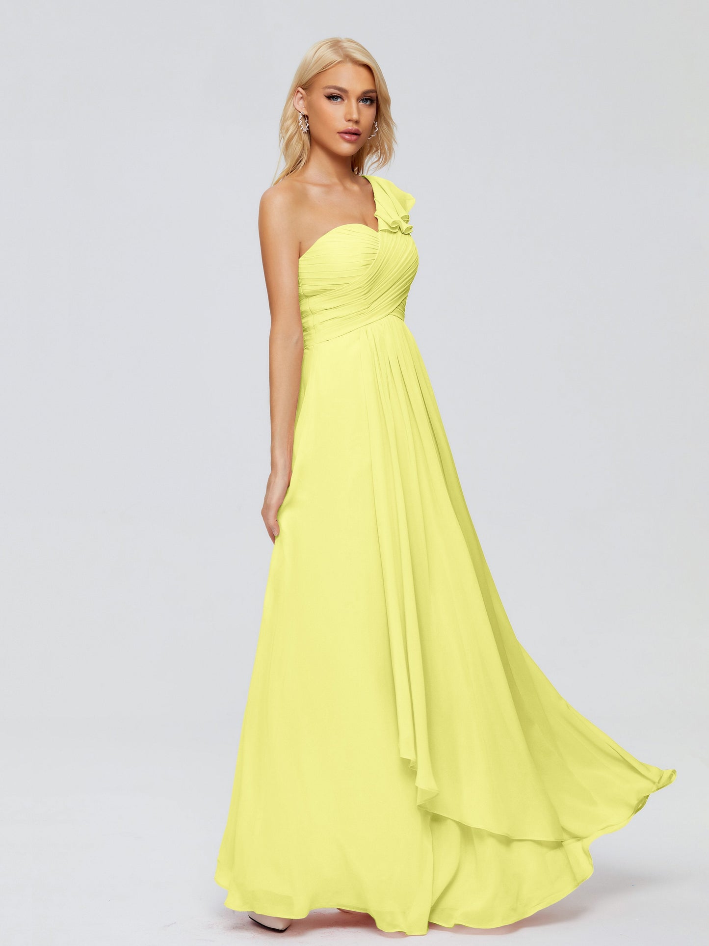 Kylie One-Shoulder Ruffles Chiffon Bridesmaid Dresses