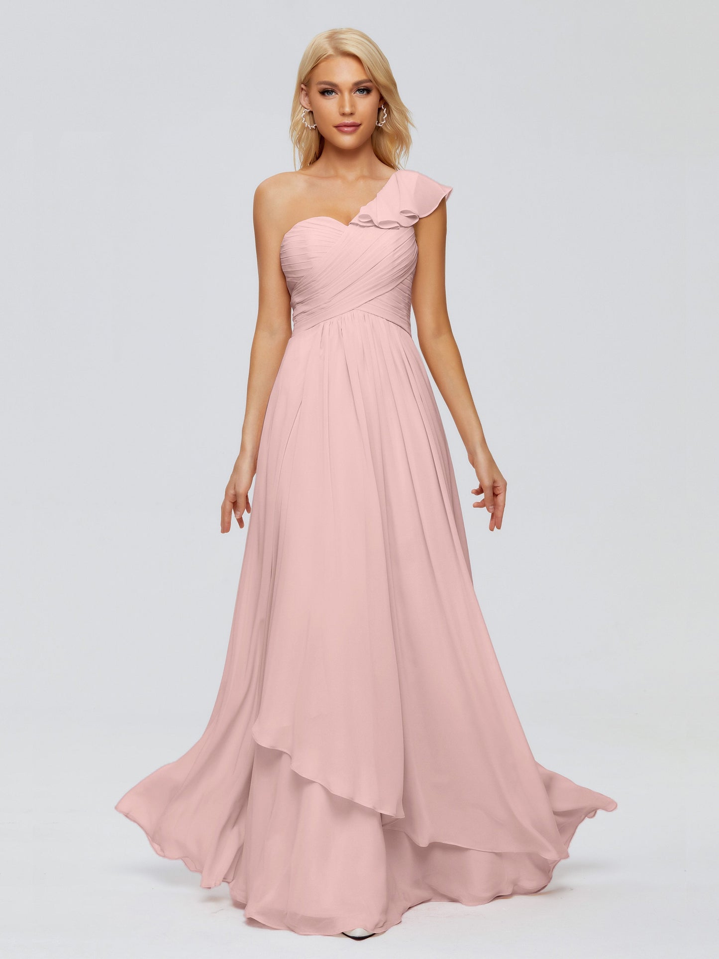 Kylie One-Shoulder Ruffles Chiffon Bridesmaid Dresses