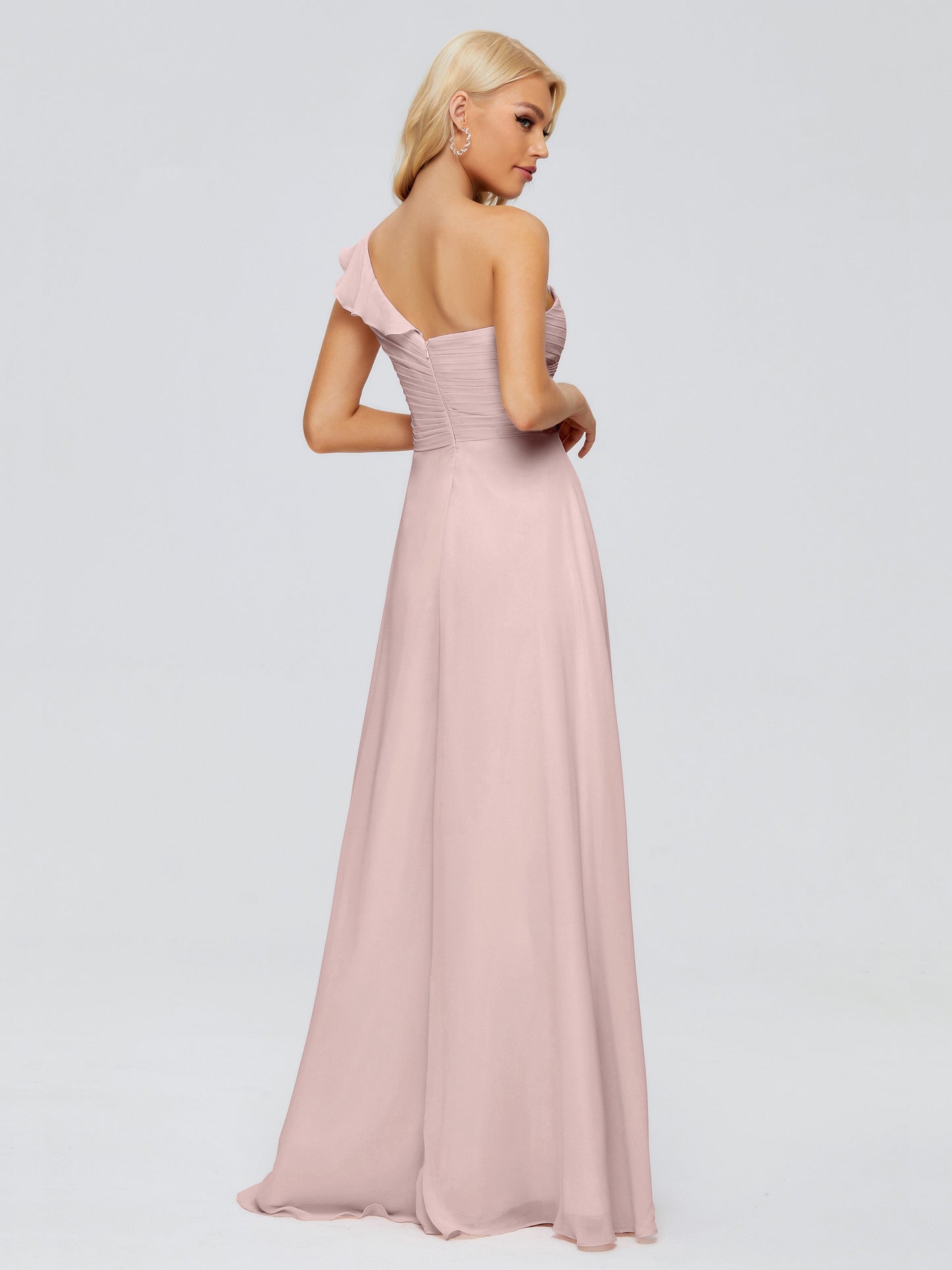 Kylie One-Shoulder Ruffles Chiffon Bridesmaid Dresses