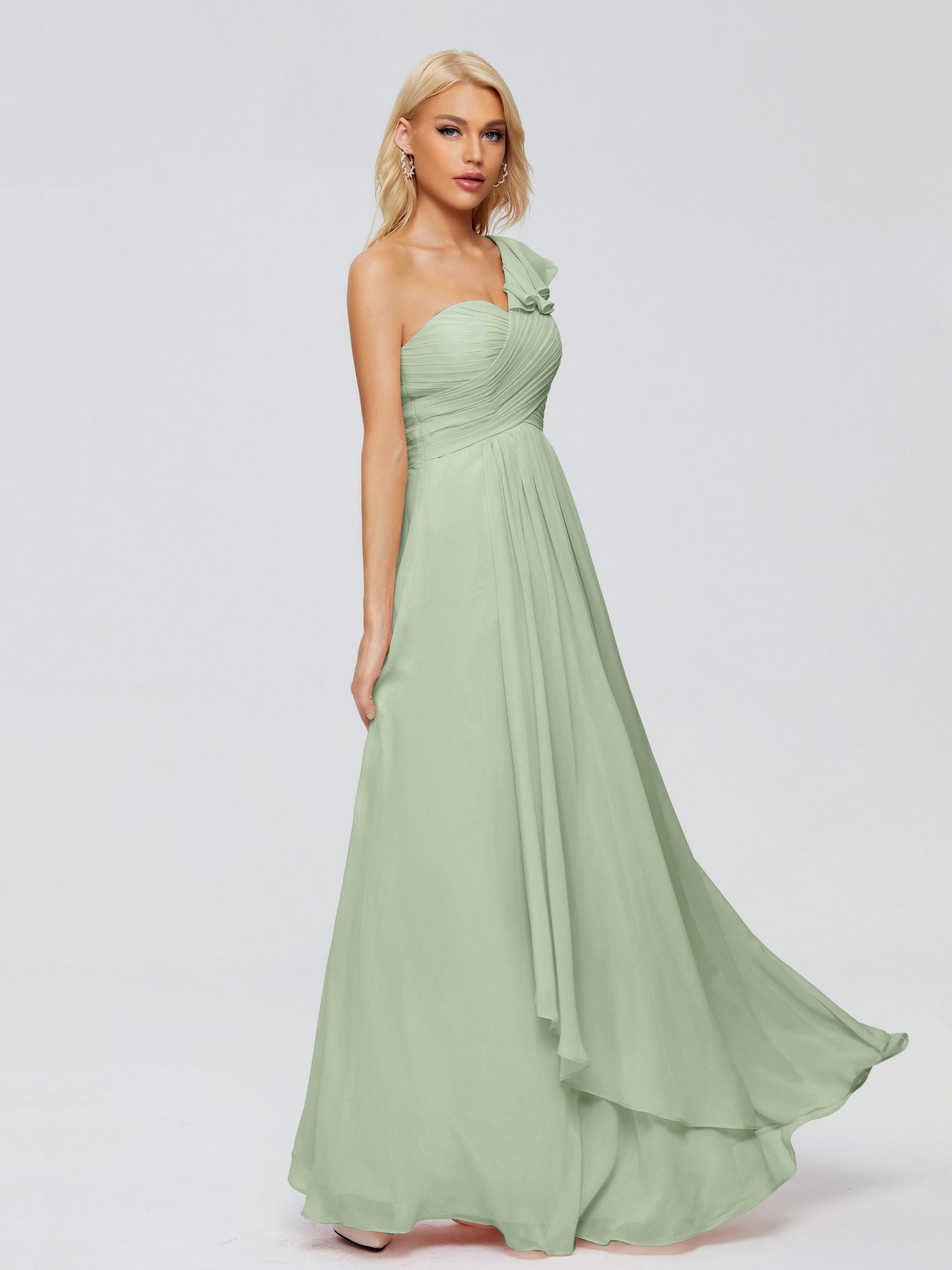 Kylie One-Shoulder Ruffles Chiffon Bridesmaid Dresses