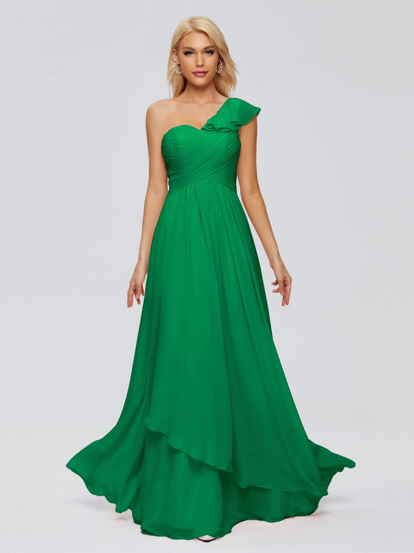 Kylie One-Shoulder Ruffles Chiffon Bridesmaid Dresses