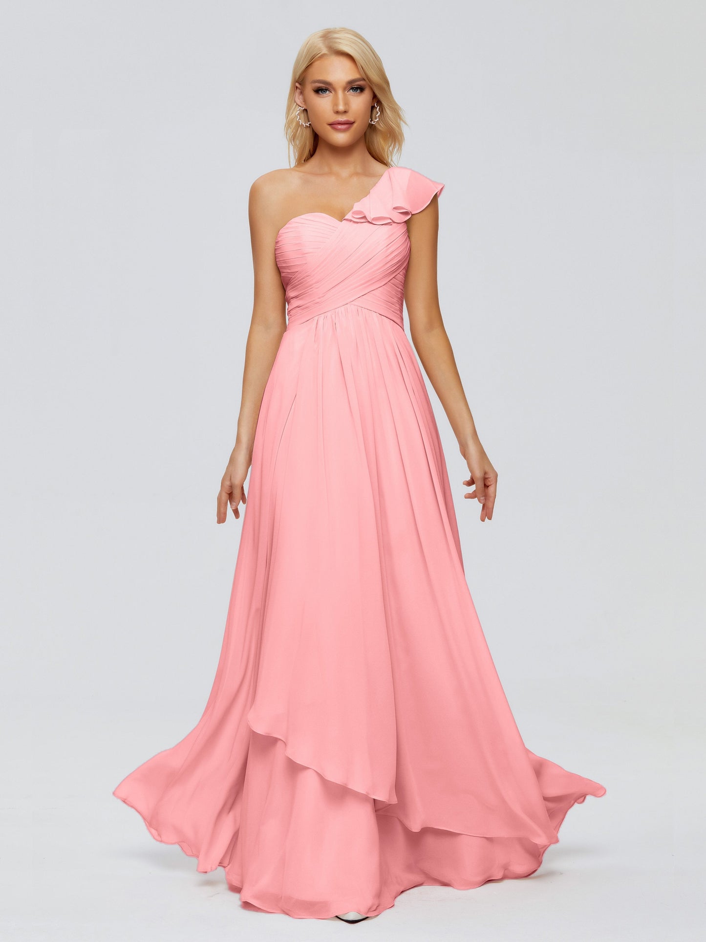 Kylie One-Shoulder Ruffles Chiffon Bridesmaid Dresses