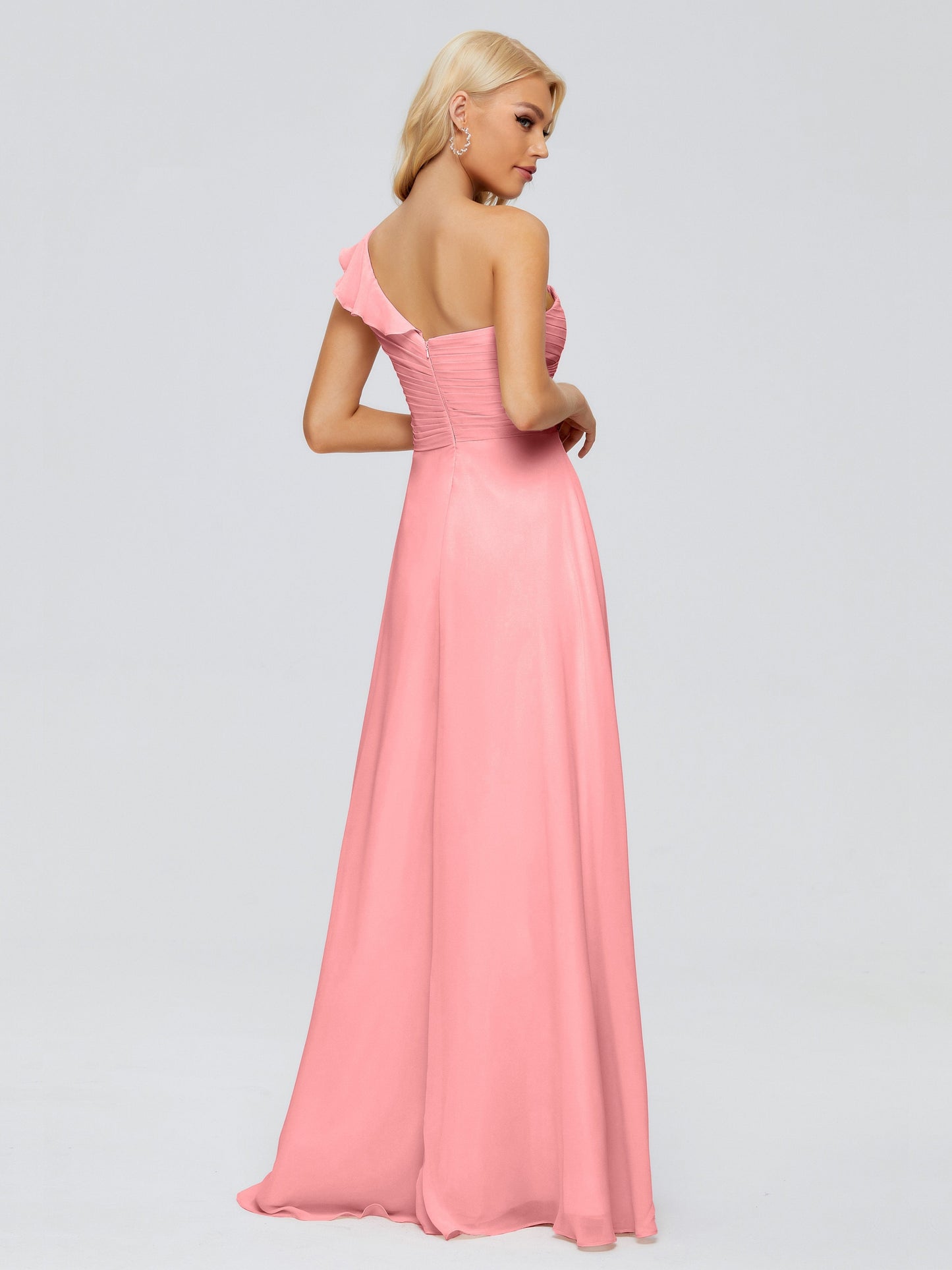 Kylie One-Shoulder Ruffles Chiffon Bridesmaid Dresses