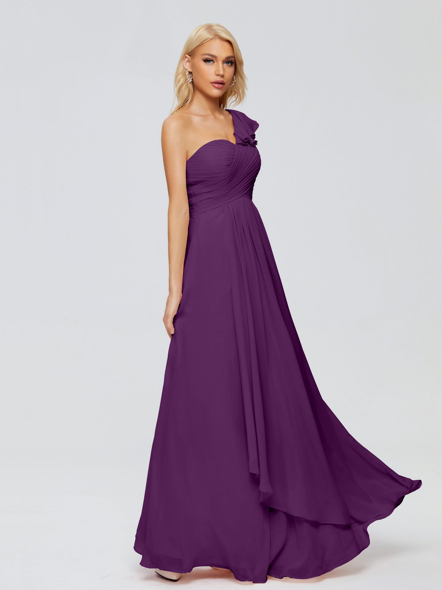 Kylie One-Shoulder Ruffles Chiffon Bridesmaid Dresses