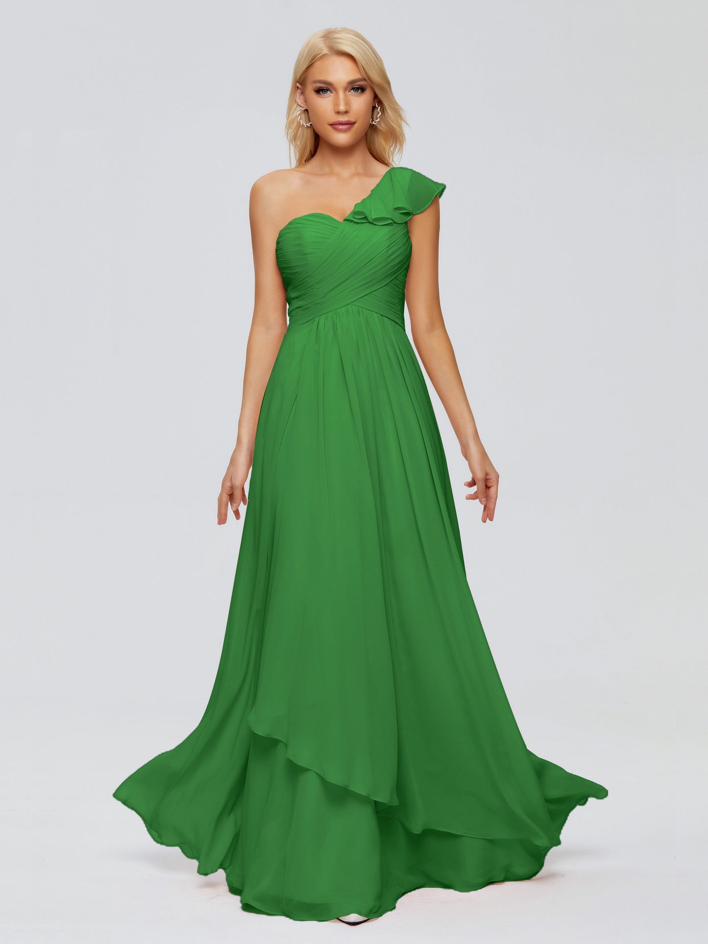Kylie One-Shoulder Ruffles Chiffon Bridesmaid Dresses