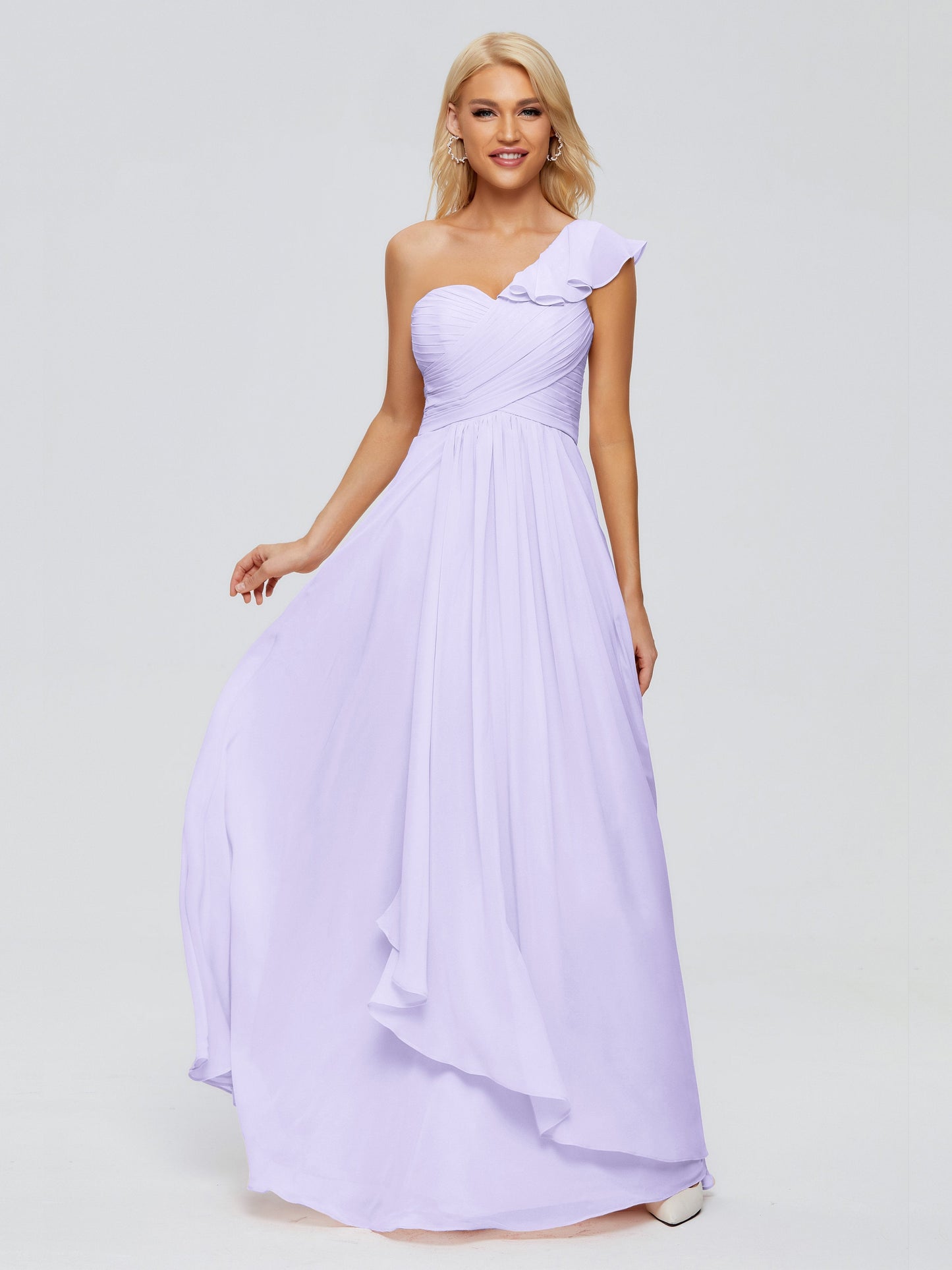 Kylie One-Shoulder Ruffles Chiffon Bridesmaid Dresses