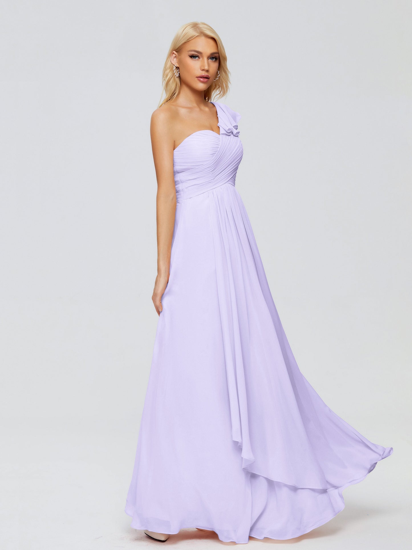 Kylie One-Shoulder Ruffles Chiffon Bridesmaid Dresses