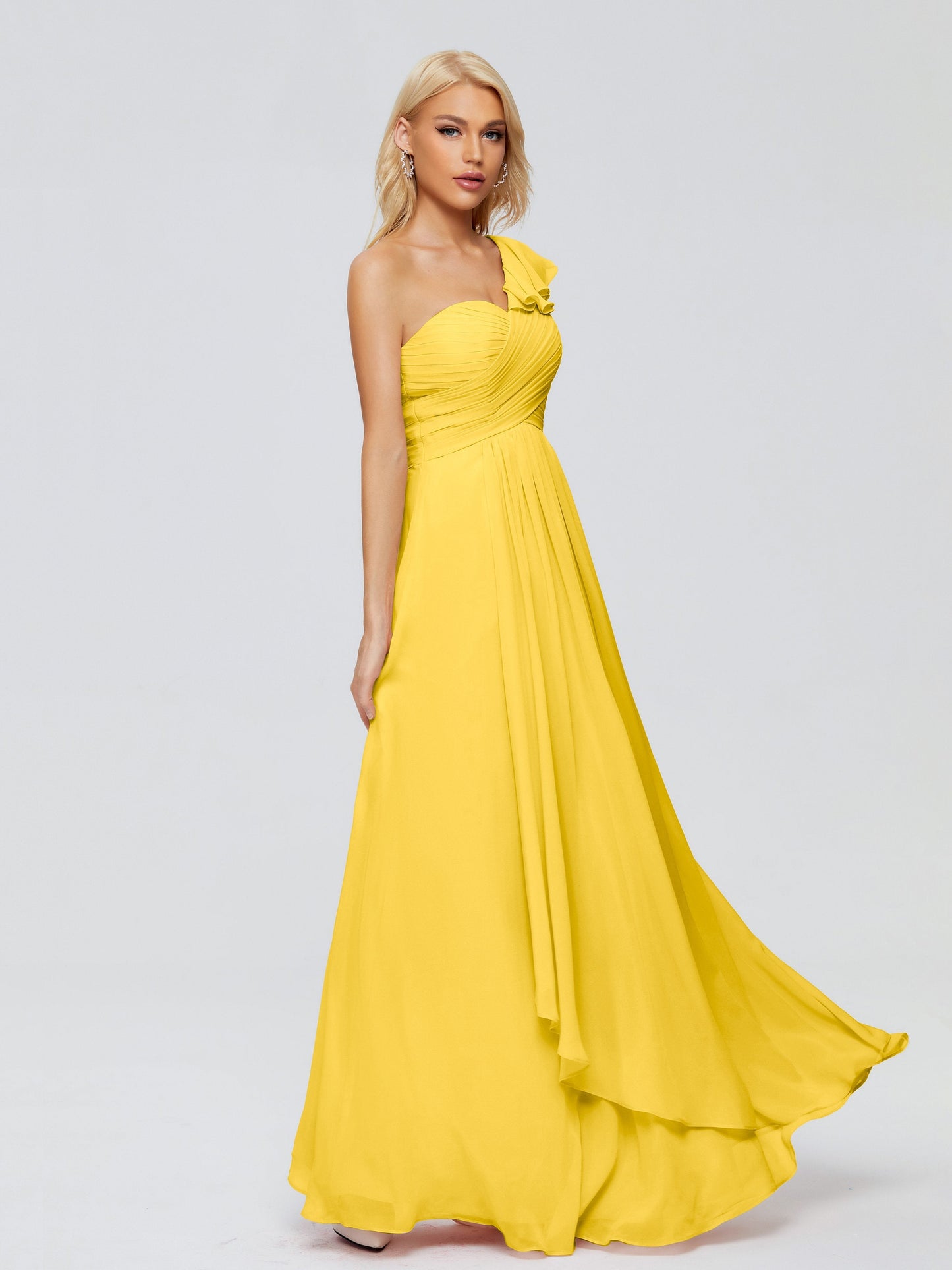 Kylie One-Shoulder Ruffles Chiffon Bridesmaid Dresses