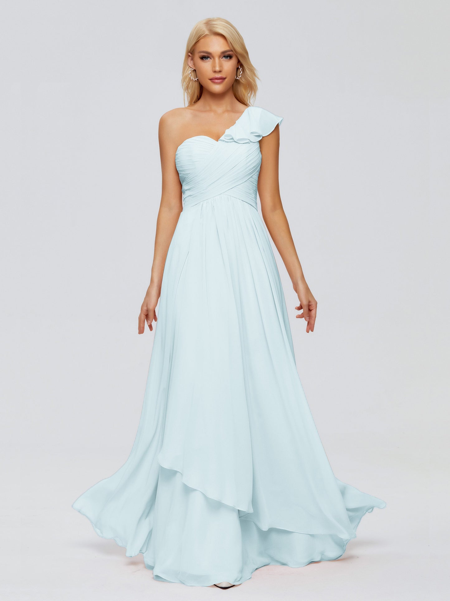 Kylie One-Shoulder Ruffles Chiffon Bridesmaid Dresses