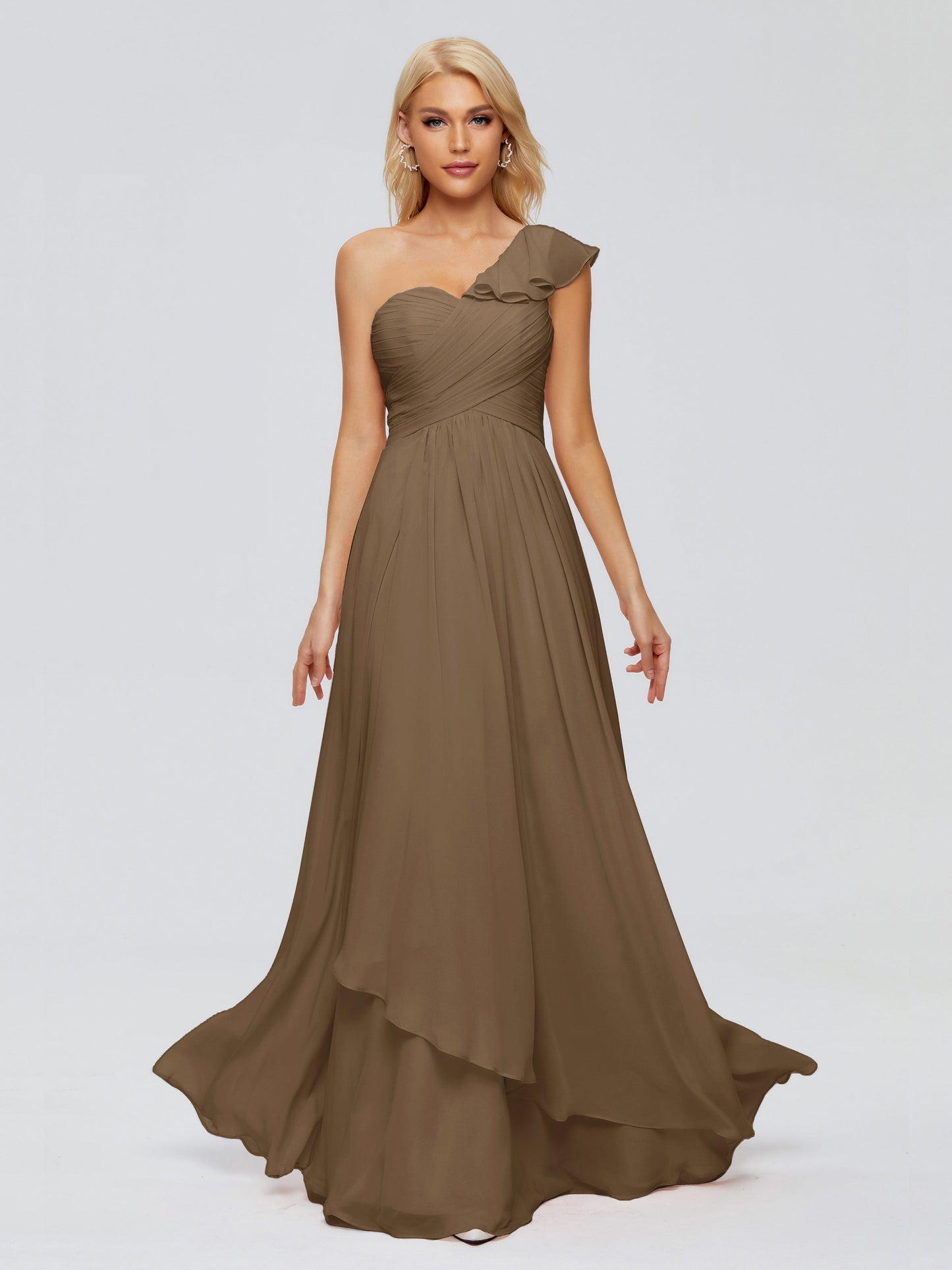 Kylie One-Shoulder Ruffles Chiffon Bridesmaid Dresses