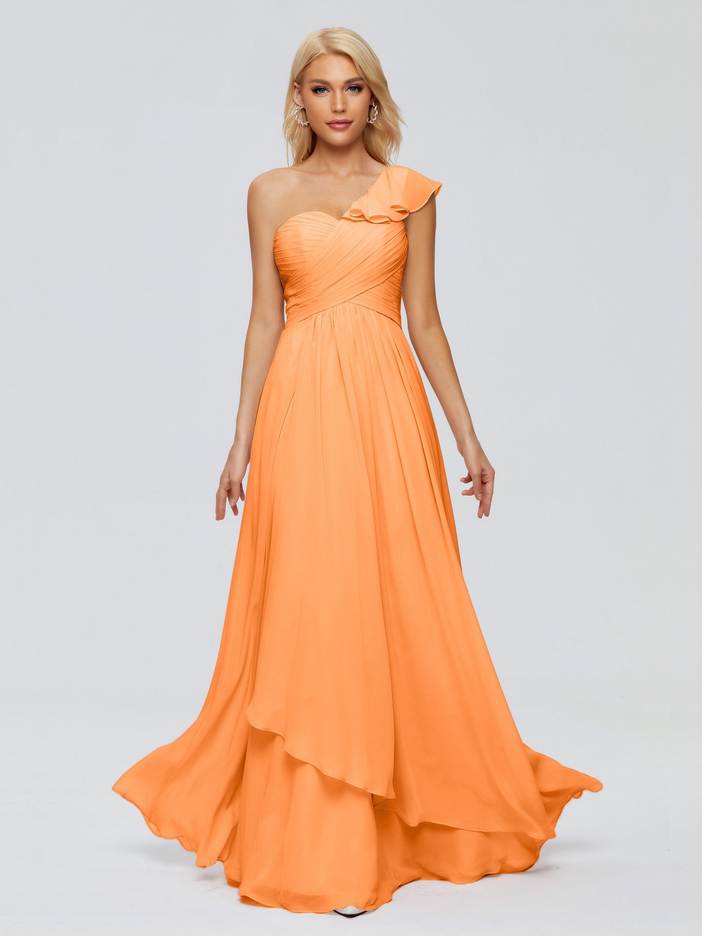 Kylie One-Shoulder Ruffles Chiffon Bridesmaid Dresses