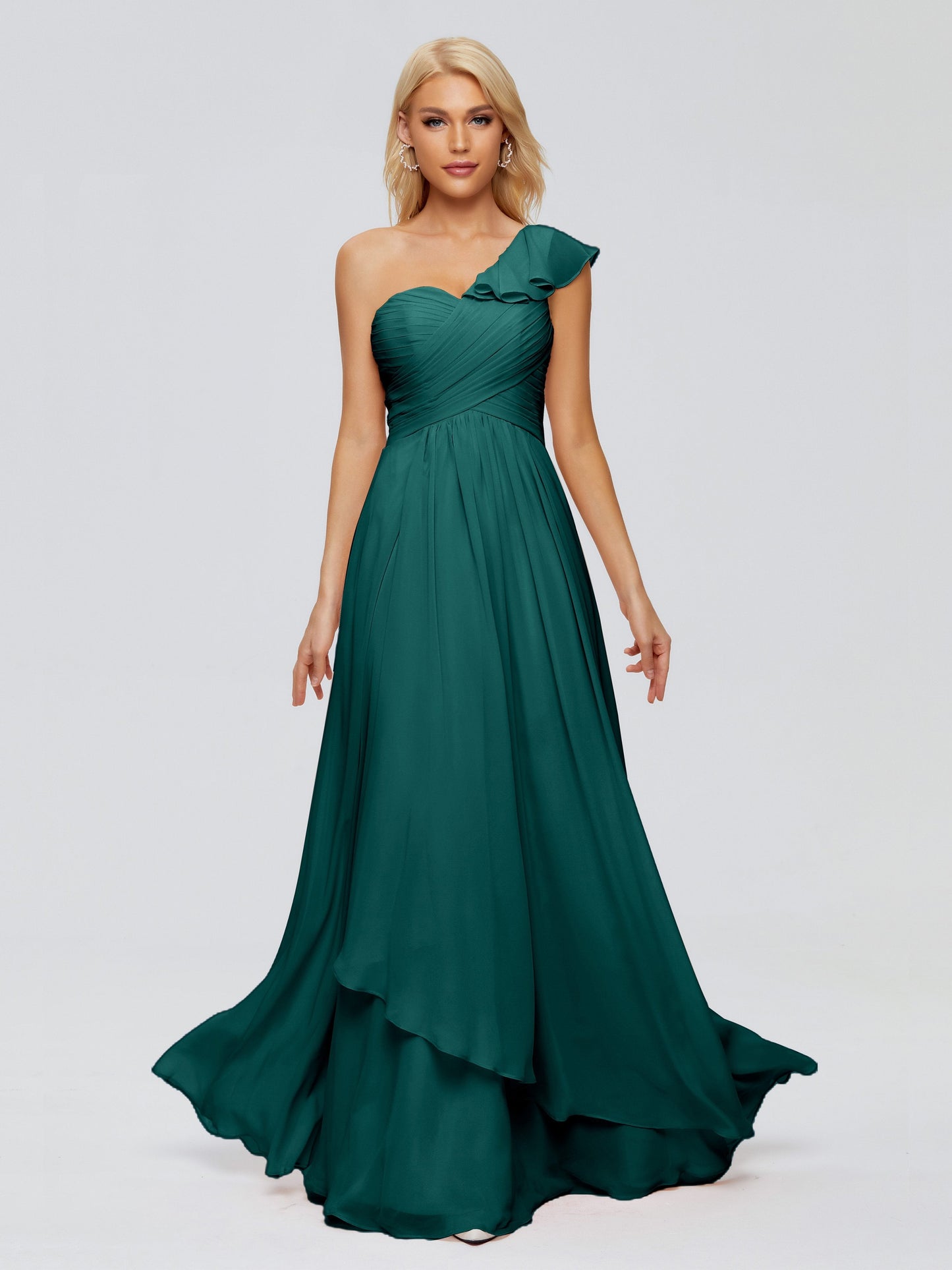 Kylie One-Shoulder Ruffles Chiffon Bridesmaid Dresses