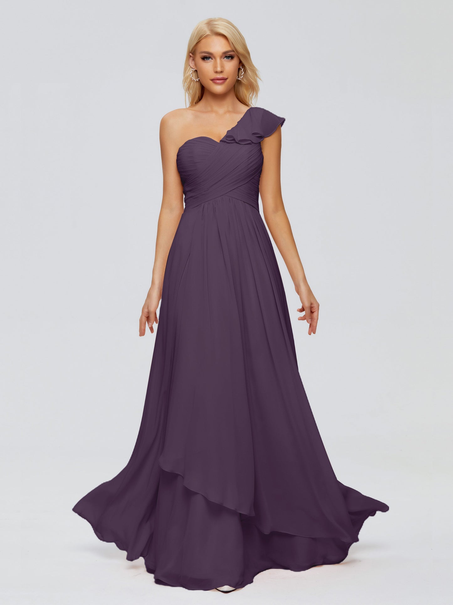 Kylie One-Shoulder Ruffles Chiffon Bridesmaid Dresses