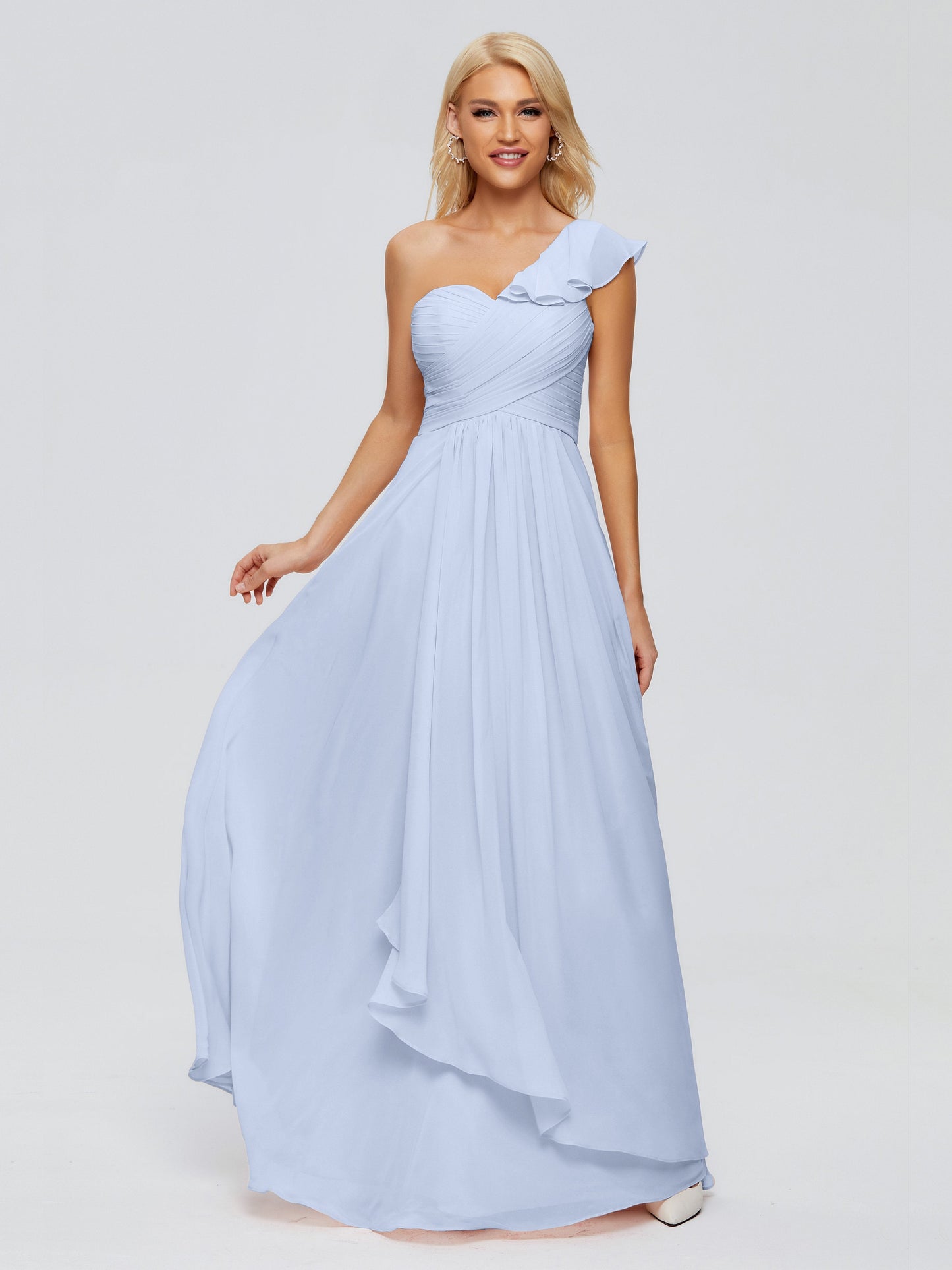 Kylie One-Shoulder Ruffles Chiffon Bridesmaid Dresses