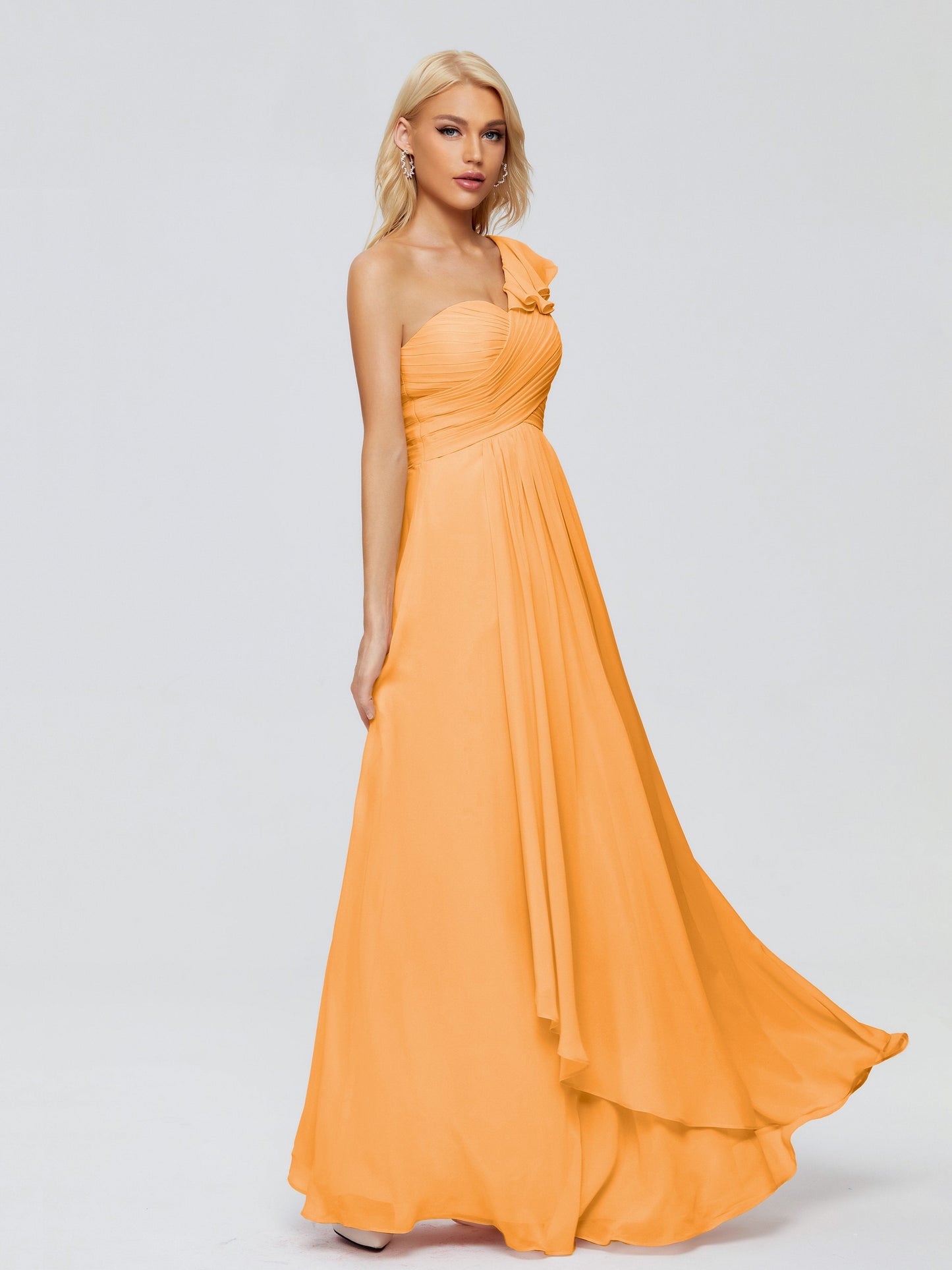 Kylie One-Shoulder Ruffles Chiffon Bridesmaid Dresses