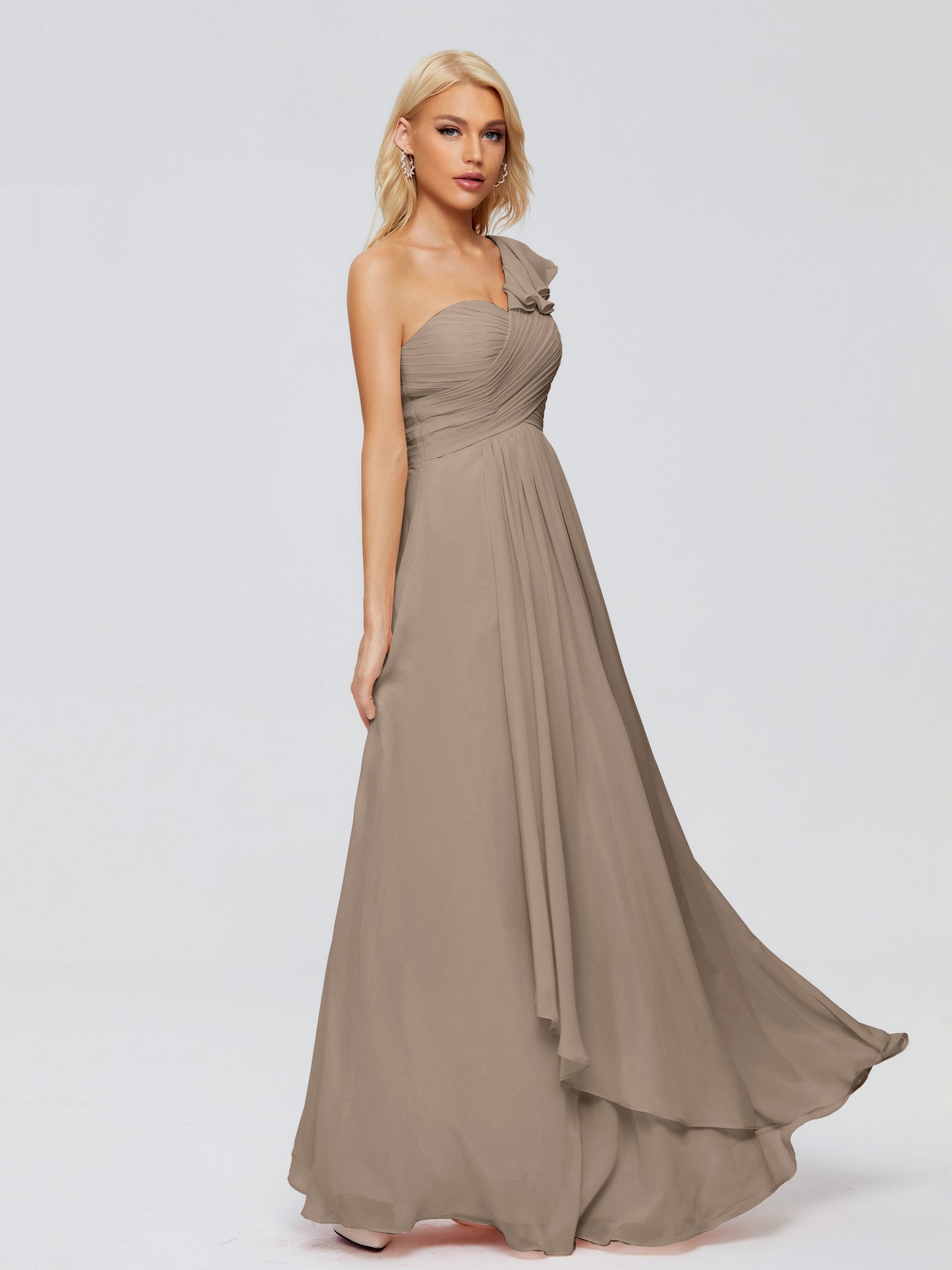 Kylie One-Shoulder Ruffles Chiffon Bridesmaid Dresses