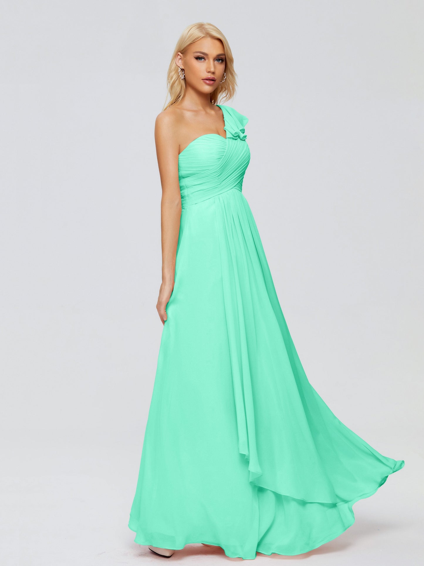 Kylie One-Shoulder Ruffles Chiffon Bridesmaid Dresses
