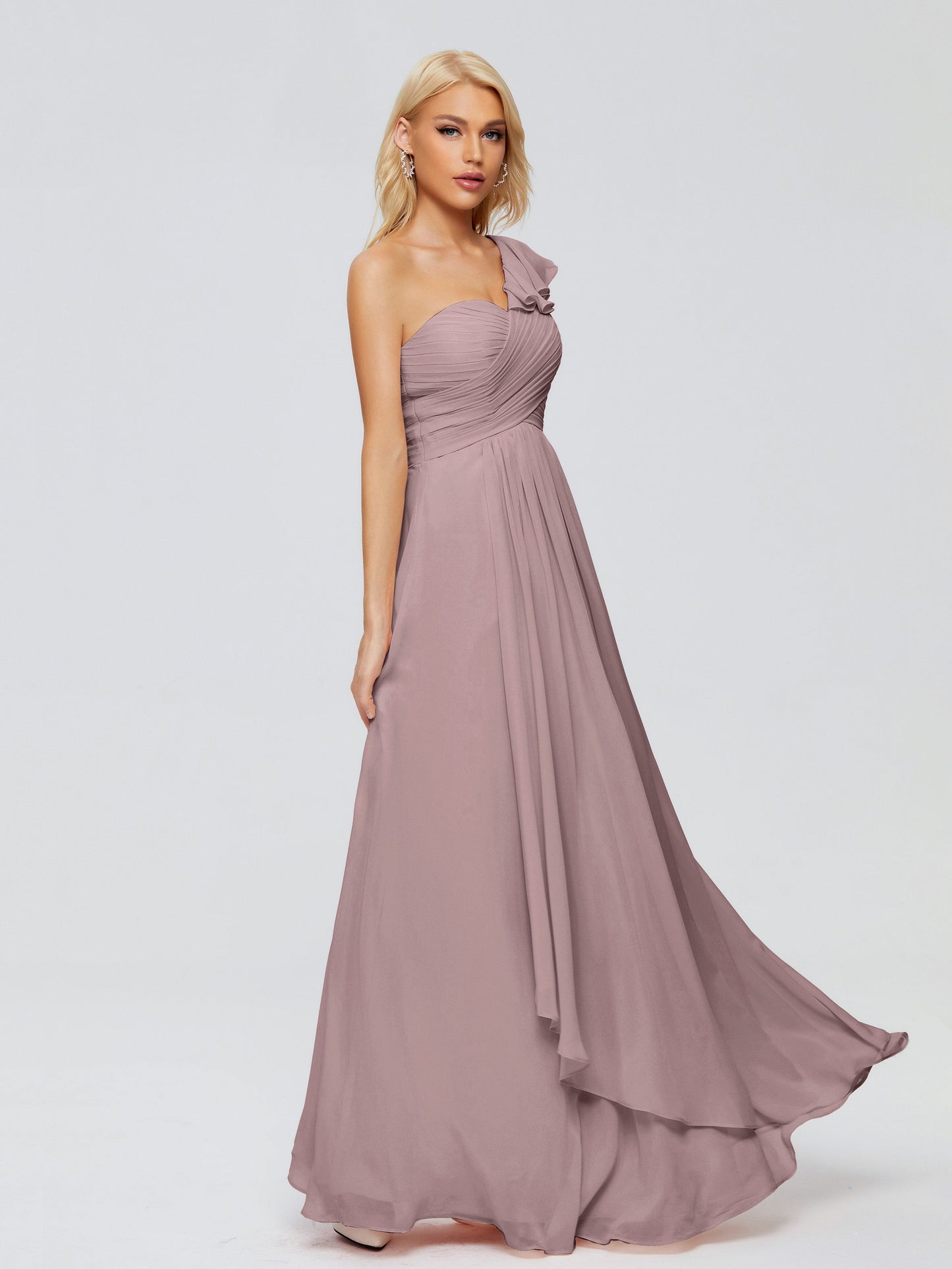 Kylie One-Shoulder Ruffles Chiffon Bridesmaid Dresses