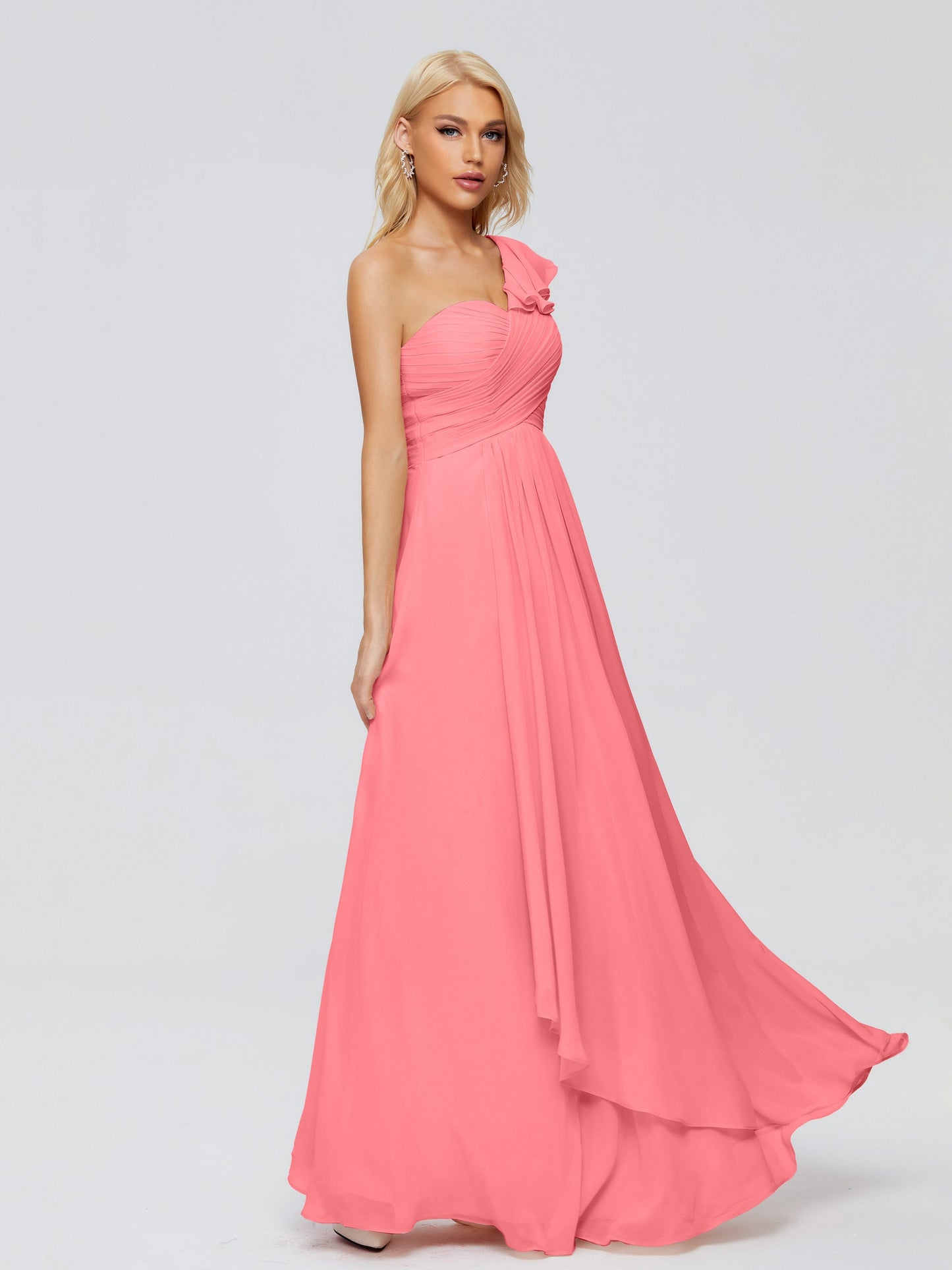 Kylie One-Shoulder Ruffles Chiffon Bridesmaid Dresses