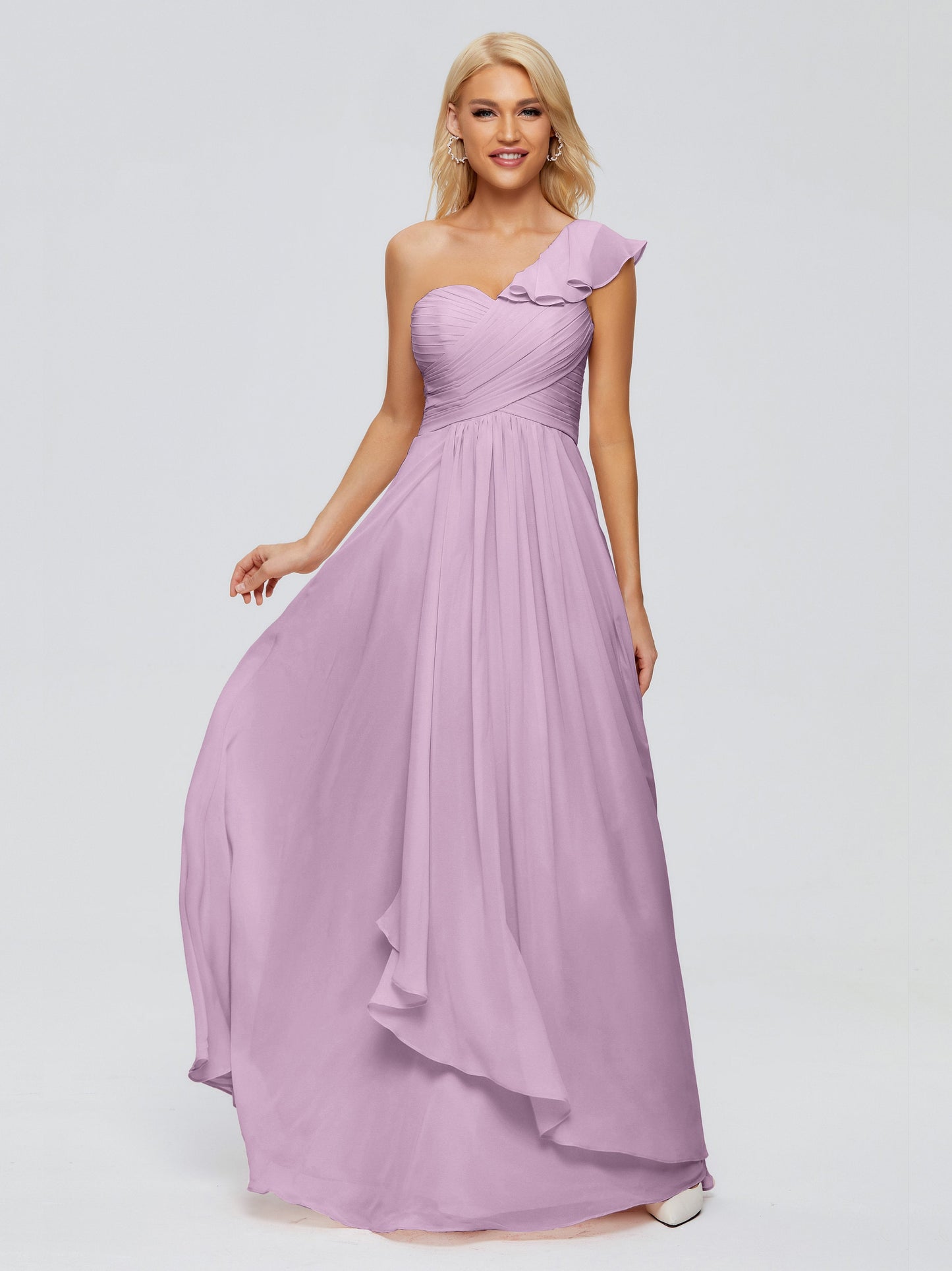 Kylie One-Shoulder Ruffles Chiffon Bridesmaid Dresses