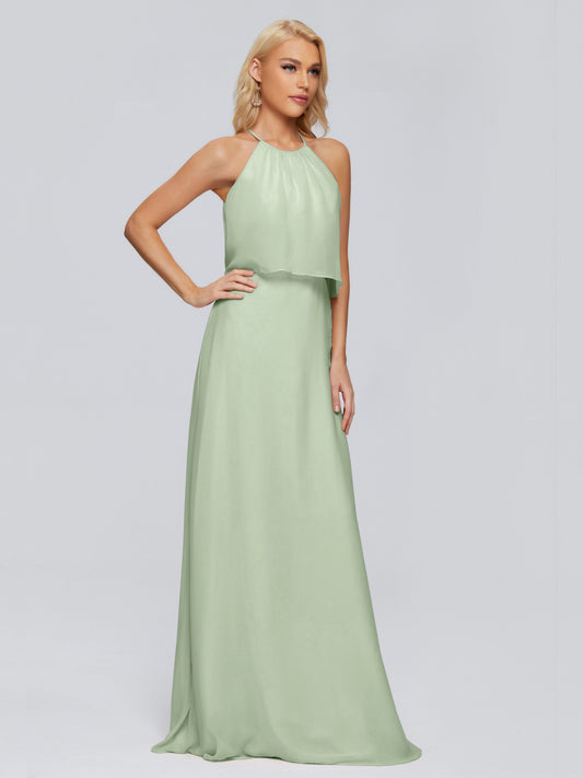 Liliana Column Halter Chiffon Bridesmaid Dresses