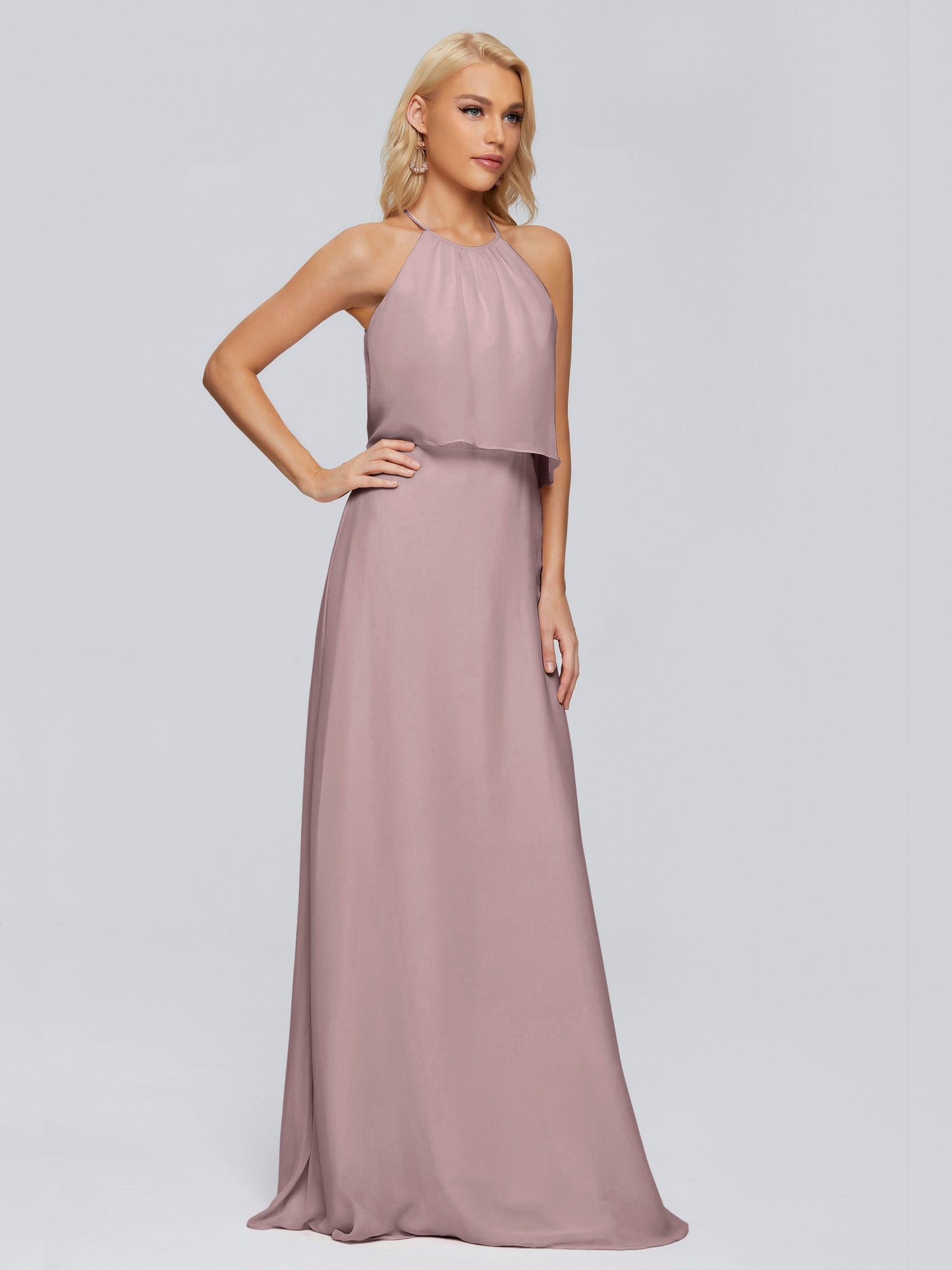 Liliana Column Halter Chiffon Bridesmaid Dresses