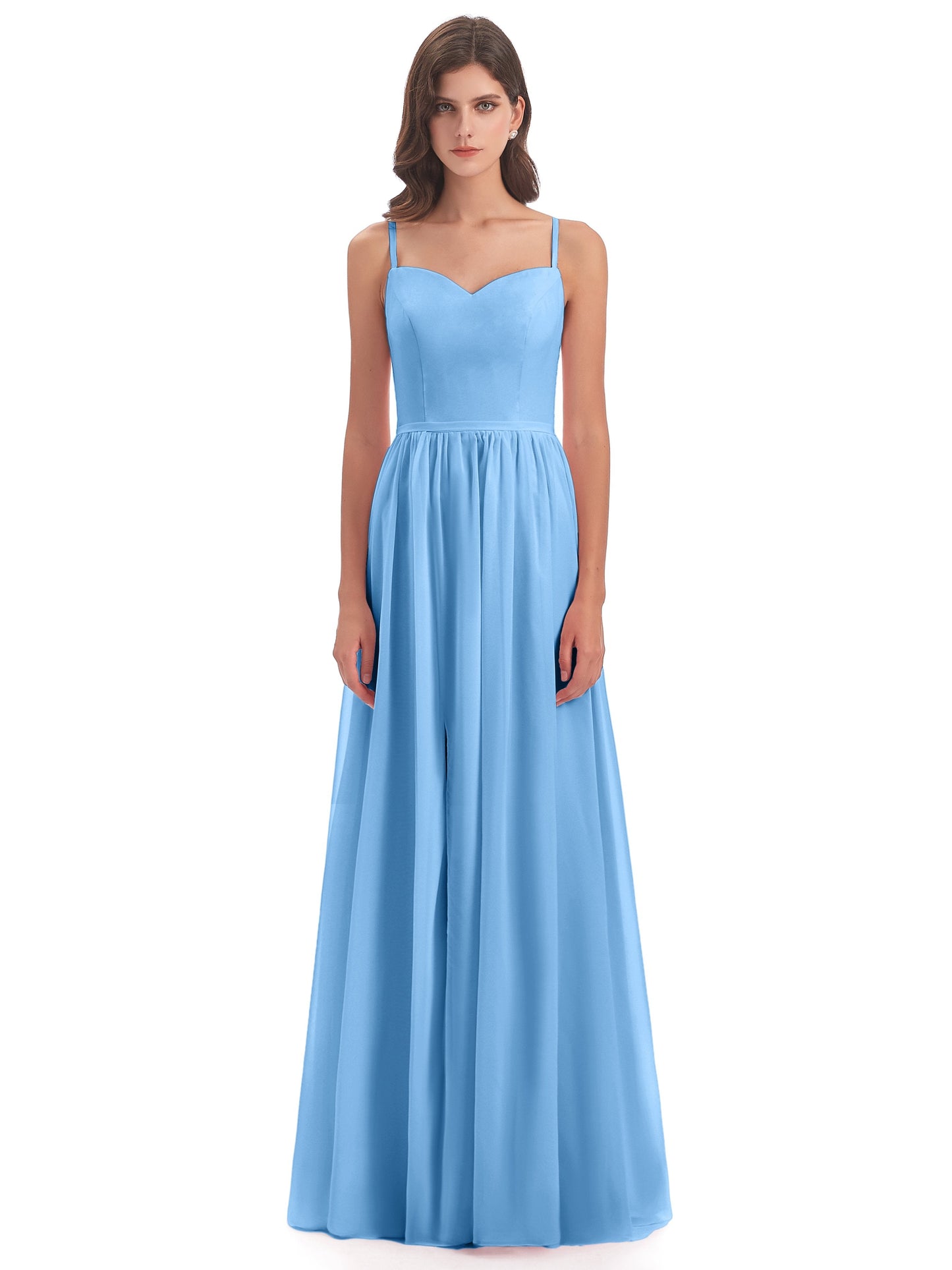 Madeline Spaghetti Straps Split Chiffon Bridesmaid Dresses