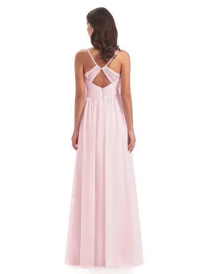 Madeline Spaghetti Straps Split Chiffon Bridesmaid Dresses