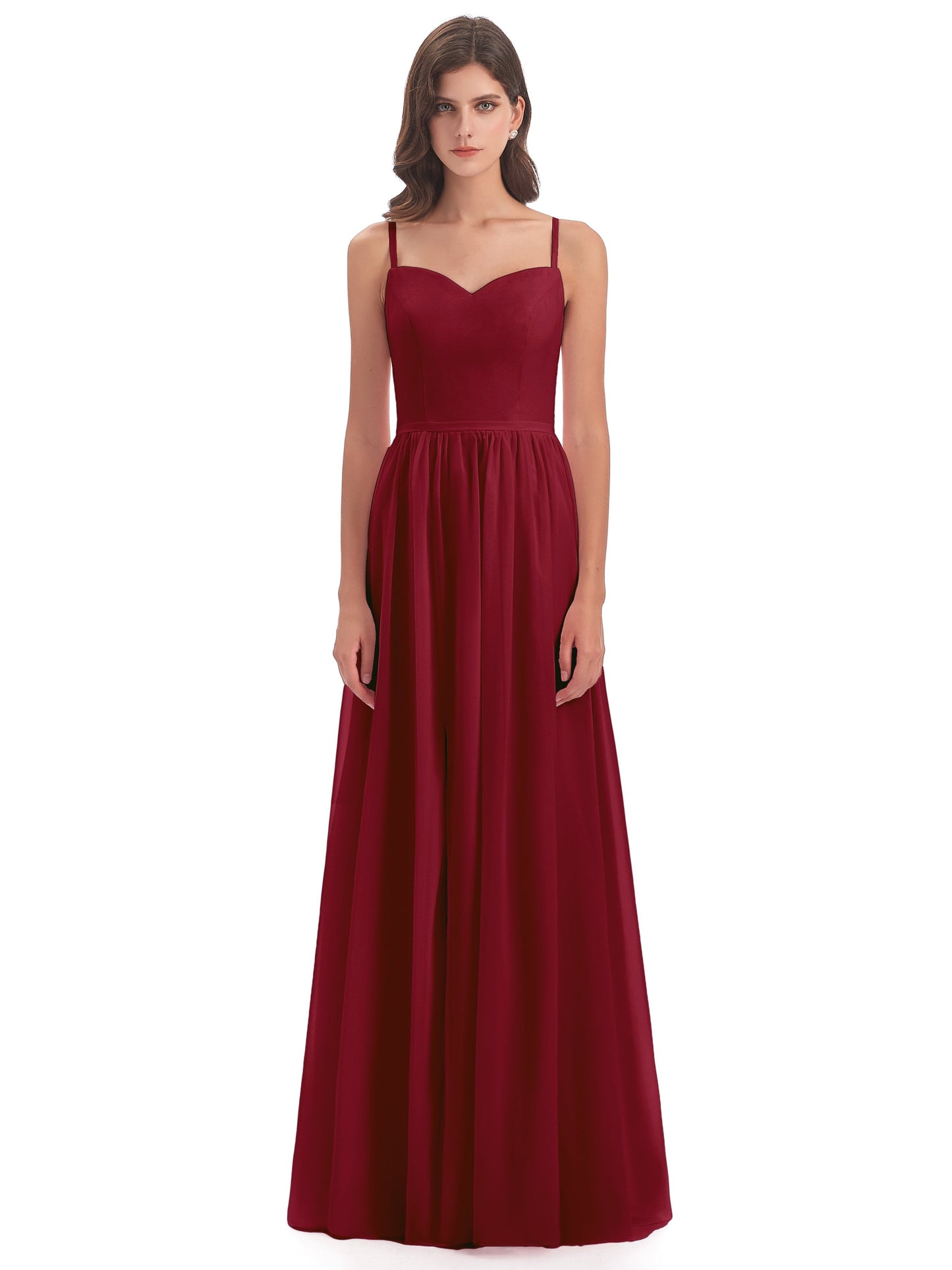 Madeline Spaghetti Straps Split Chiffon Bridesmaid Dresses