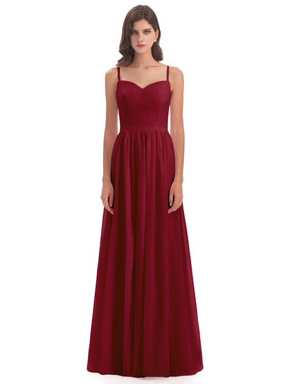 Madeline Spaghetti Straps Split Chiffon Bridesmaid Dresses